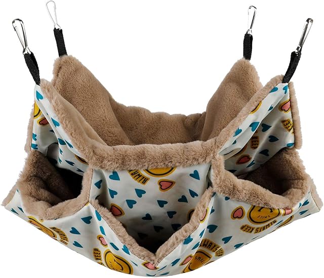 WGYTECH Small Pet Cage Hammock, Three-Layer Hanging Bed for Small Animals Bed Nap Sack Swing Bag Soft Bunkbed Hammock Toy Nest Hamster Sugar Glider Ferrets Rat Hamster Rat Playing Sleeping