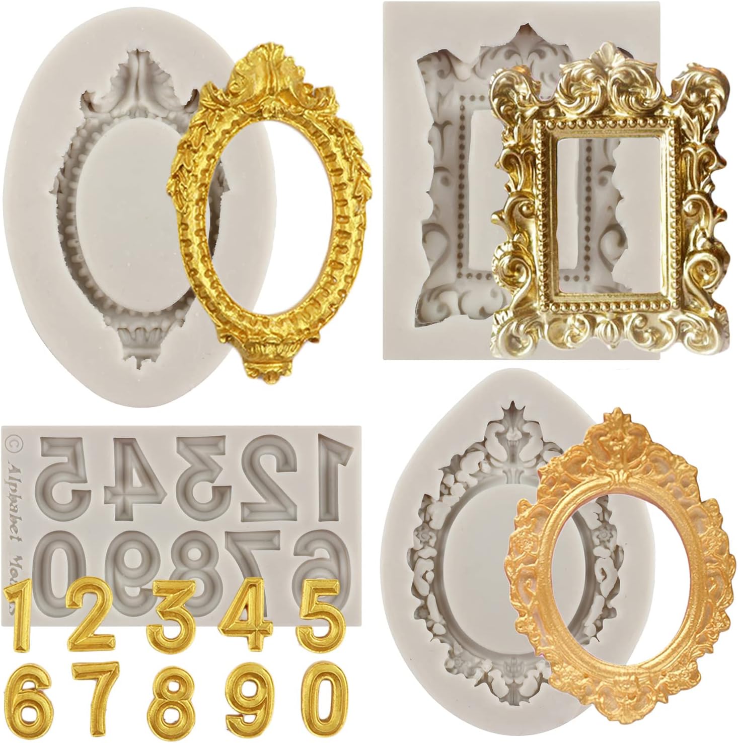 TEYOULIN Photo Frame Silicone Molds Number Fondant Molds