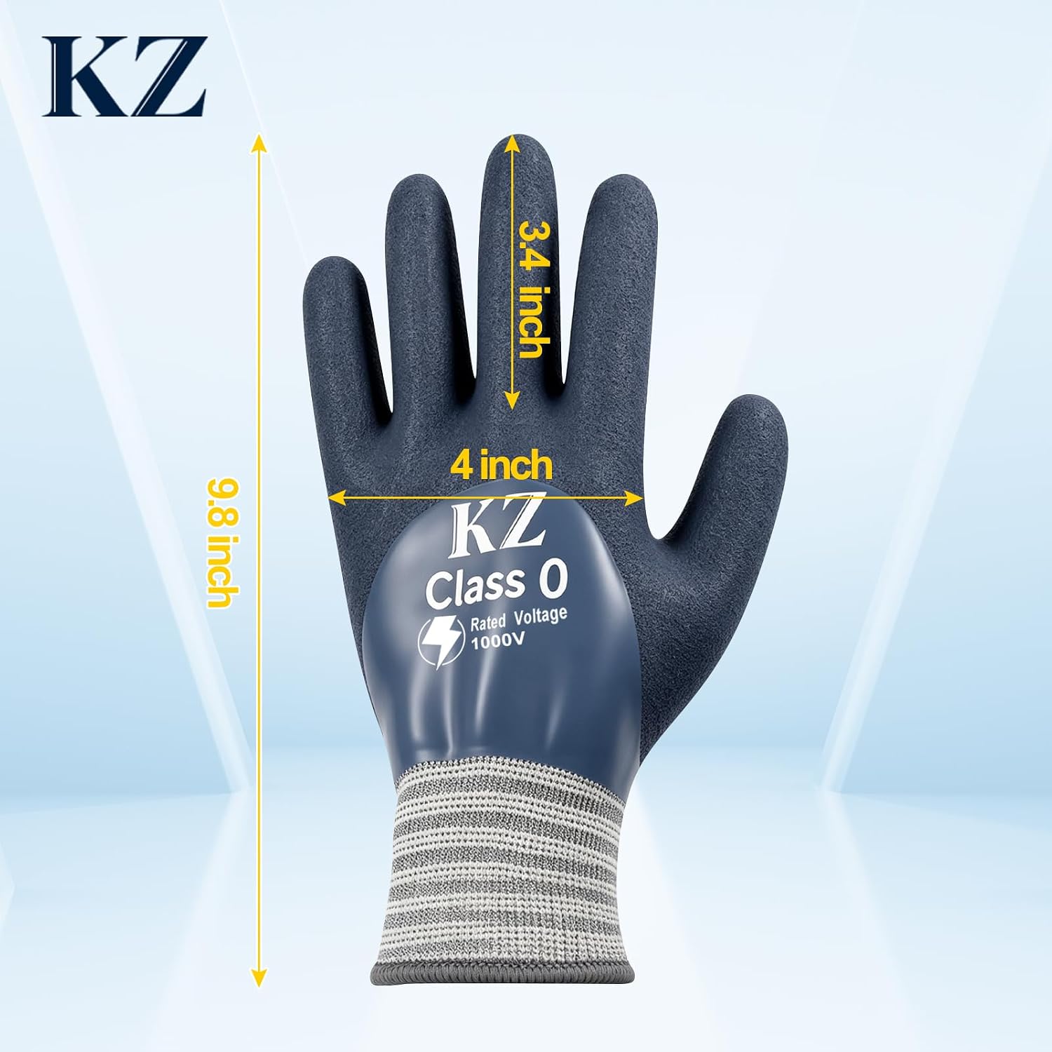 Insulated Electrician Gloves1000V, ASTM D120 Certified Rubber Electrical Gloves, Class 0 High Voltage Resistant Work Gloves, Flame Retardant Non-Slip Shock Protection Safety Gloves, Large