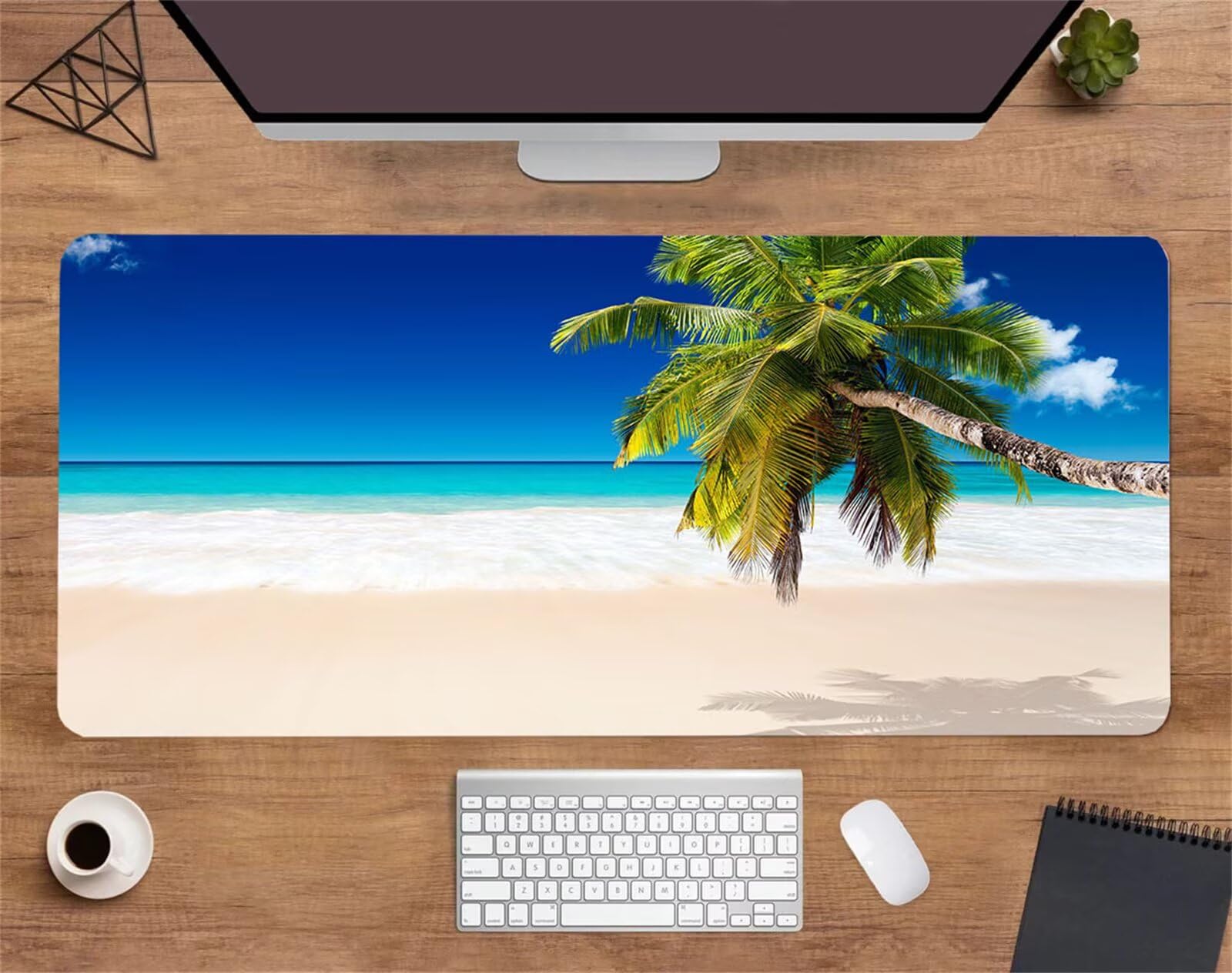 Alfombrilla Ratón XXL 1200x600x2mm Mouse Pad Grande Gaming,Alfombrilla Antideslizante,Tapete Escritorio con Bordes Cosidos,Alfombrilla Ratón para Jugadores, PC, Oficina, Árbol de Playa