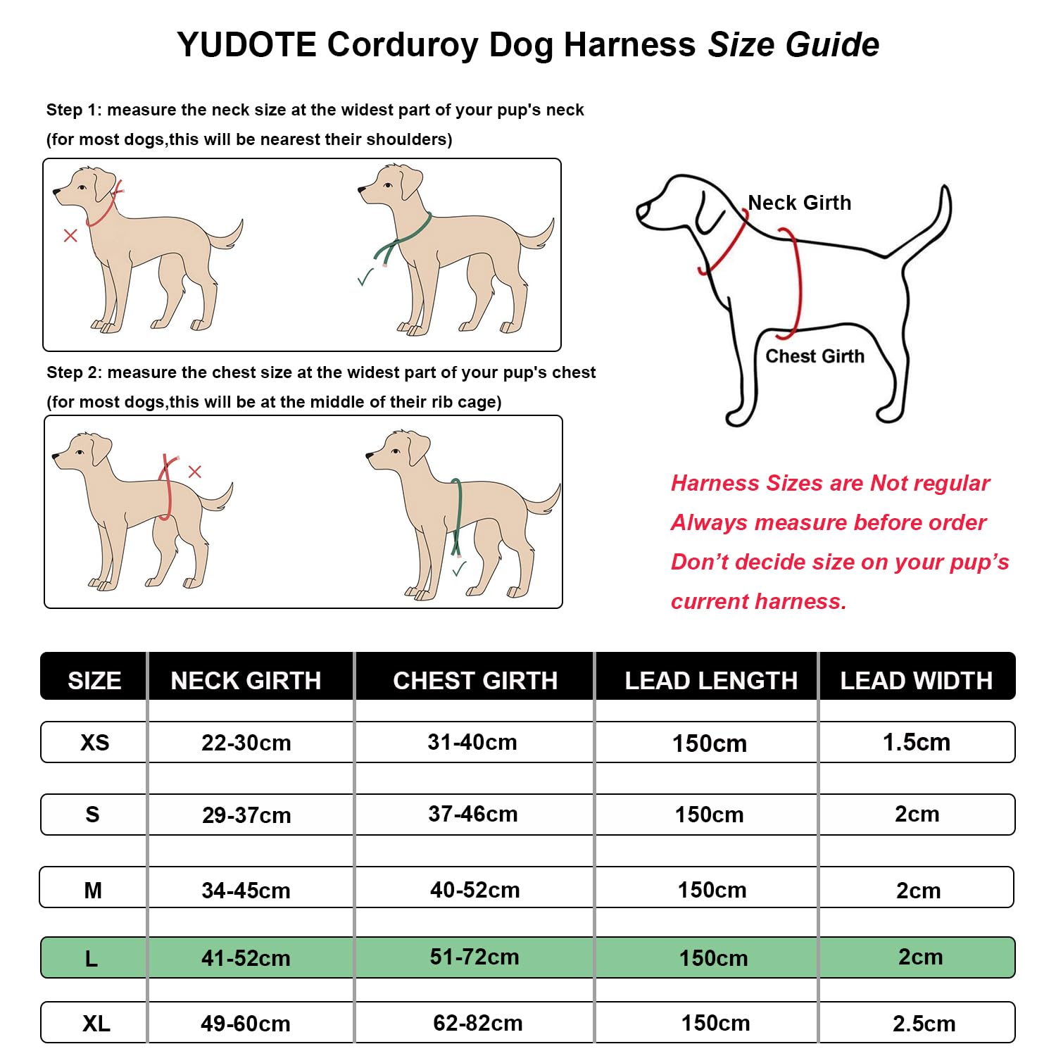 YUDOTE Dog Harness and Lead Set,Soft Corduroy and Mesh Padded Vest Harnesses with 1.5m Leash for Large Dogs with sensitive skin Green - Image 2