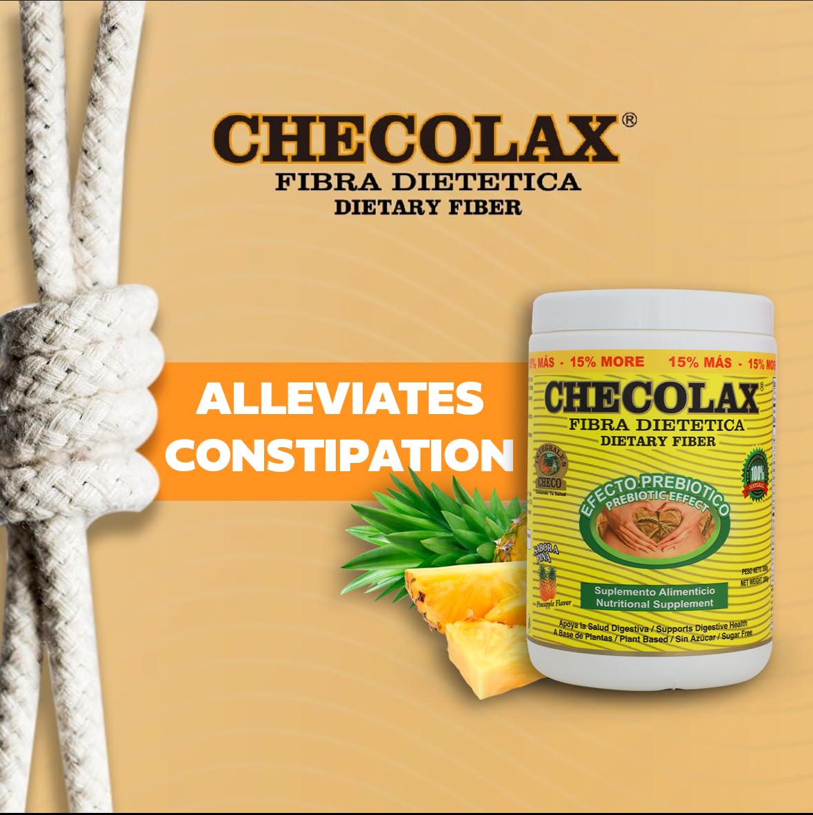 Our Dietary Fiber Relieves Constipation Naturally, Promotes Weight Loss, Detox, Supports Regularity, Bloating Relief & Gut Health, Sugar Free, Non-GMO, Plant-Based - PINEAPPLE Flavor (4.5 oz) — Amazon image 4