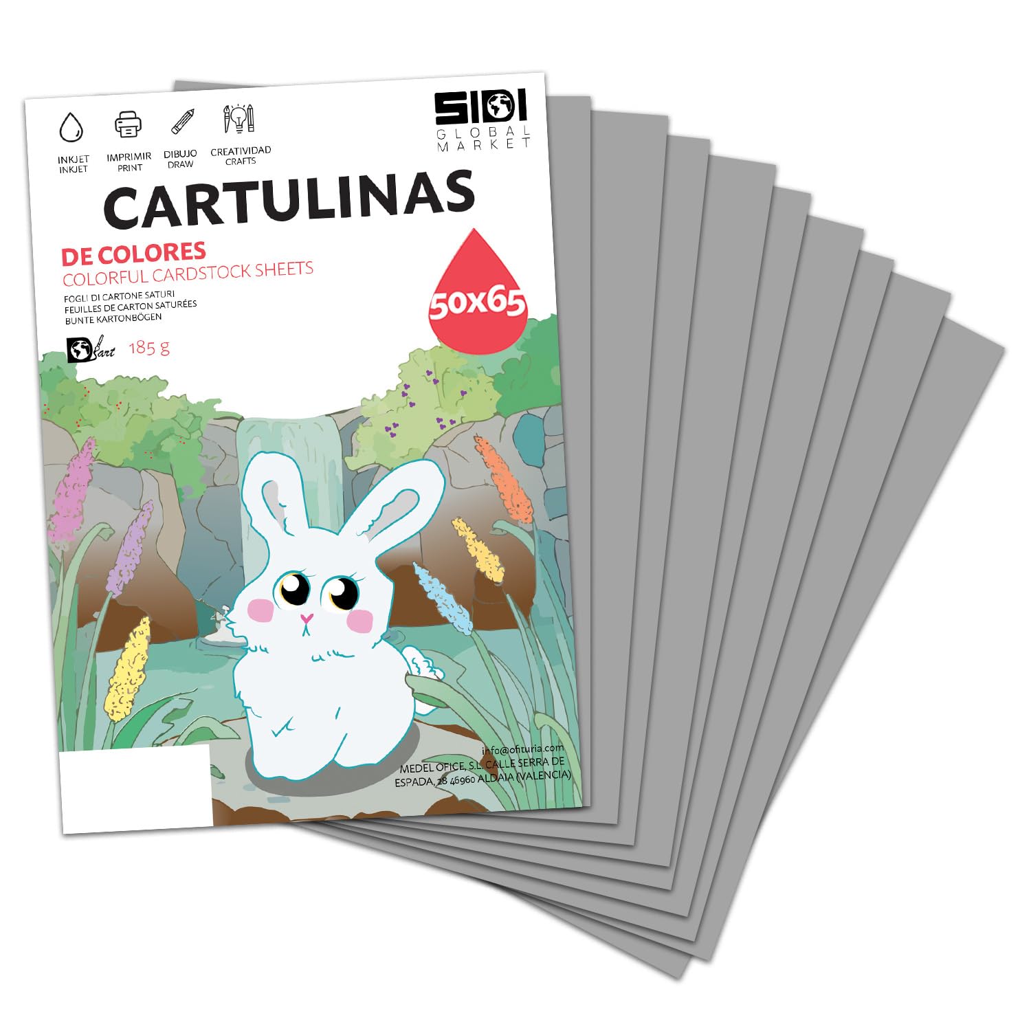Cartulina A3 Fluor 185 g Cartulina Fluorescente de Colores Neon para Manualidades, Scrapbooking, Impresora Inkjet y Láser, Pack Variado Alta Visibilidad – SIDI (fluor, 25h) — view 57