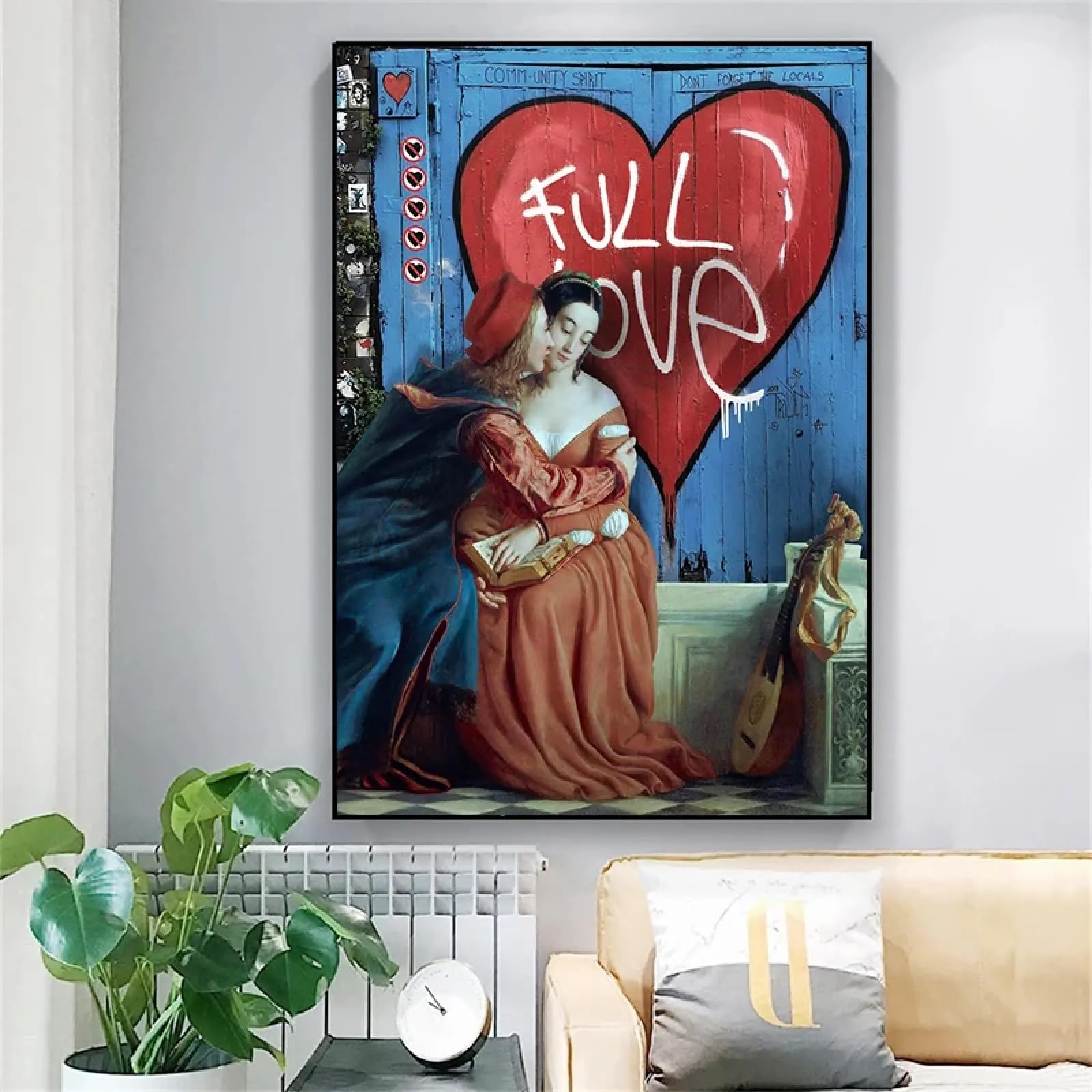 Affiche Toile Coeur Rouge Graffiti 70x100cm avec Cadre Interne - 7