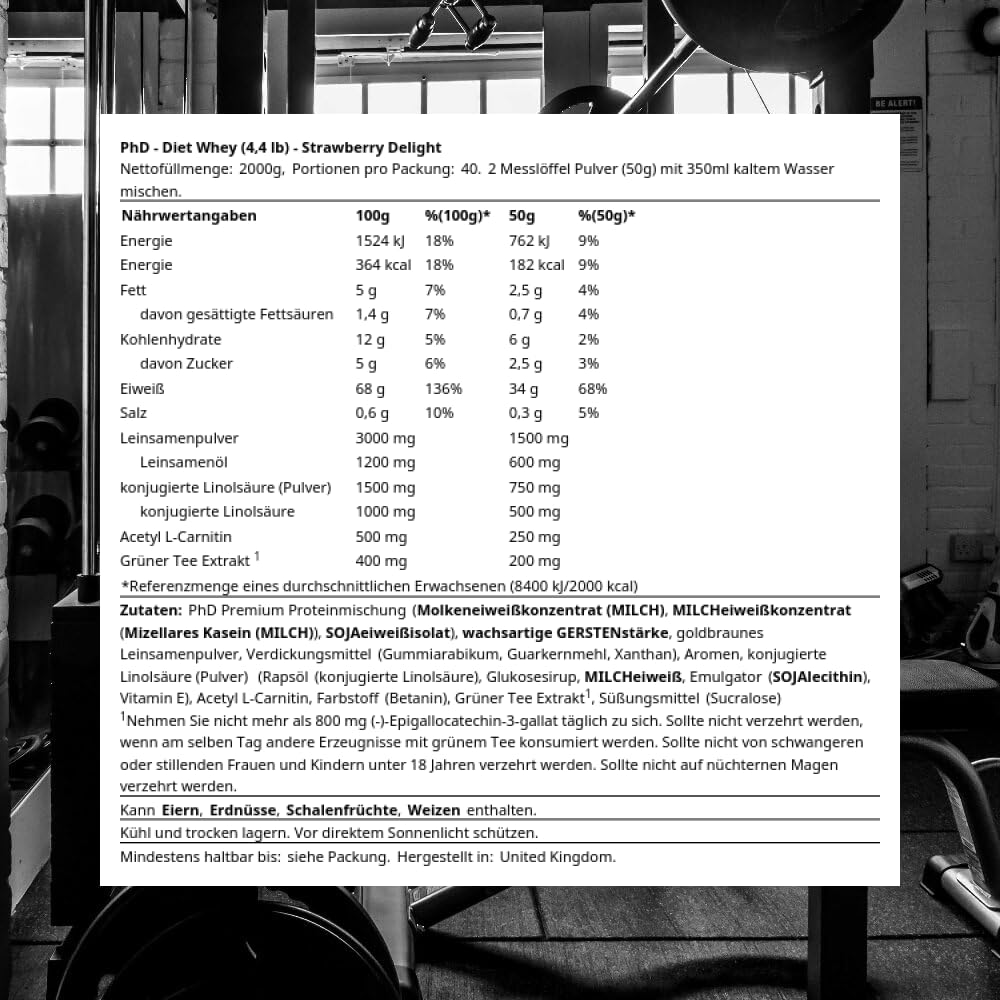 PhD Diet Whey (2000g) Délice de fraises - Protéines - Mélange de protéines