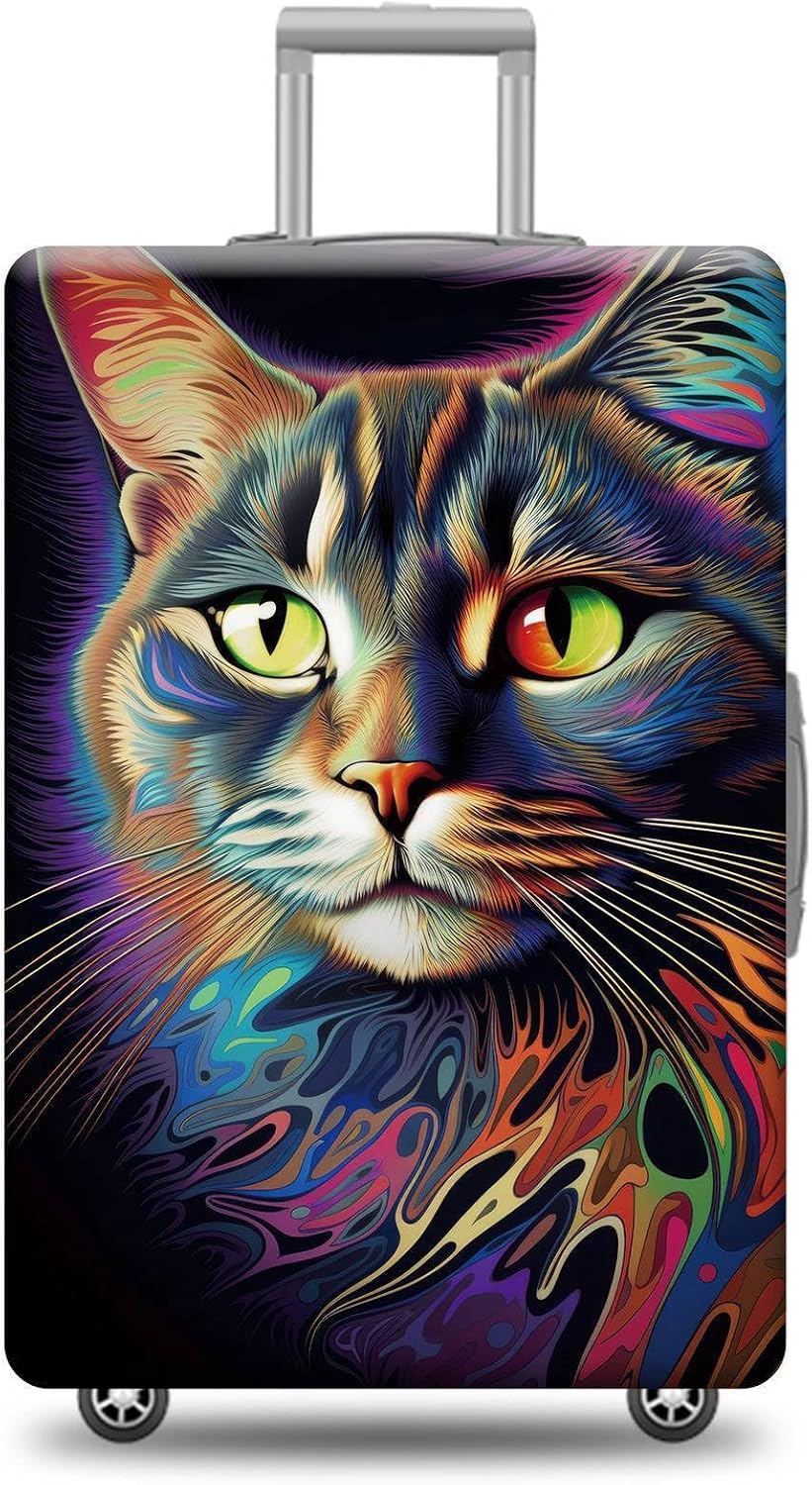 Personalized Luggage Cover Cute American Shorthair Siamese Cat Suitcase Protector Washable Elastic Baggage Cover For Pet Lovers Fits 18"-32" Luggage Style 2