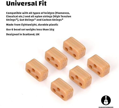 Miniatura 7 de Cuentas de puente de guitarra clásica  Bloques de corbata con patrón de madera clara para cuerdas de nailon y carbono  Compatible con guitarras