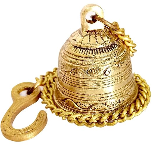 BRASSLO® Wall Hanging Bell with Brass Chain and Hook for Gates Ghanti