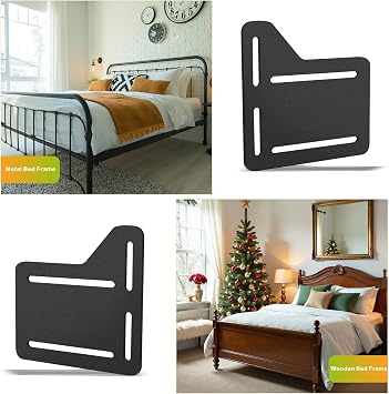 2Pcs Bed Frame Adapter for Headboard Conversion, Adjustable Bed Frame Adapter Connector, Headboard Attachment Bracket for Full to Queen Bed Modification, Black