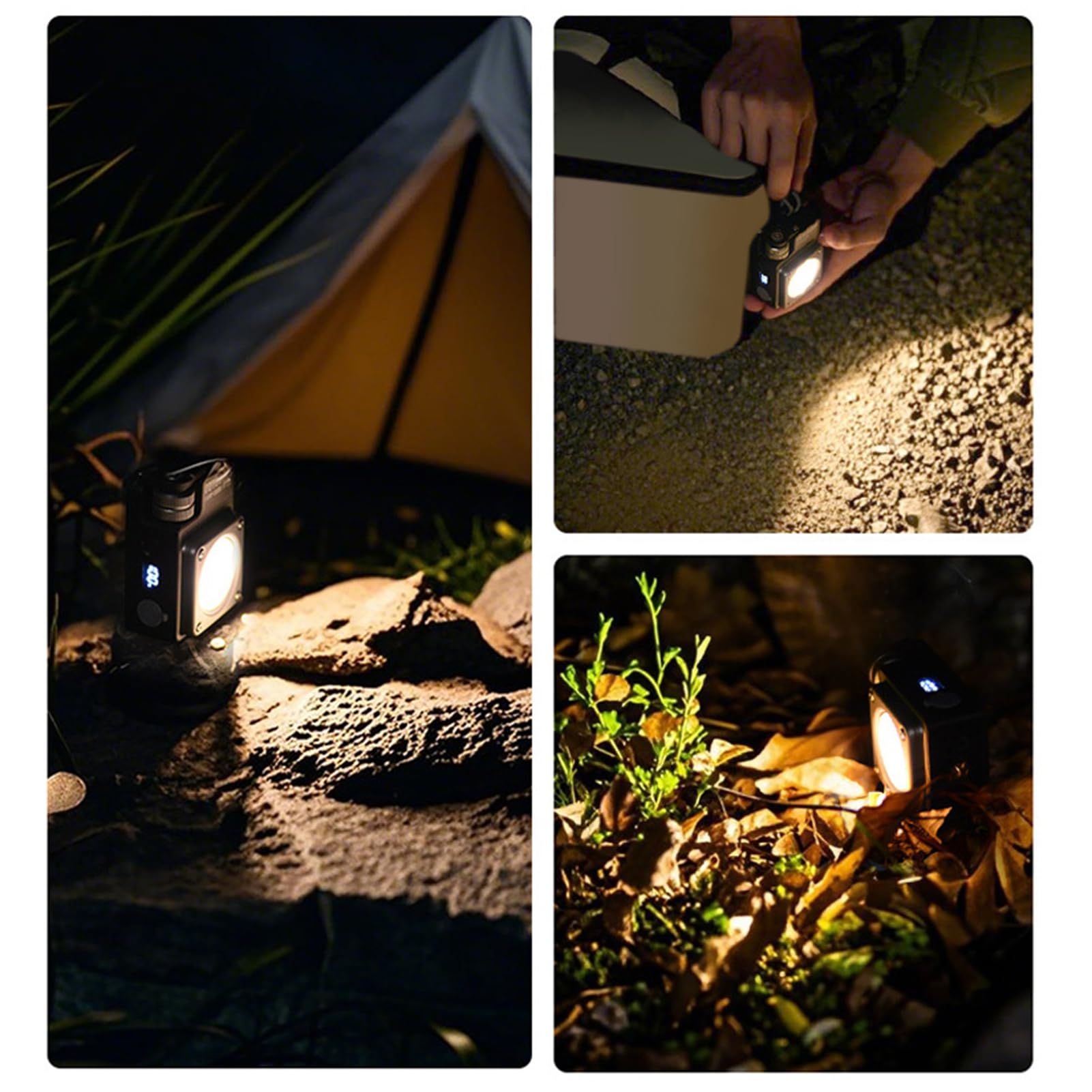 Campingleuchte, 3500 Lm, Tragbare LED-Laterne mit Magnetfuß, Wiederaufladbar für Wandern und Notfälle (SILVER)