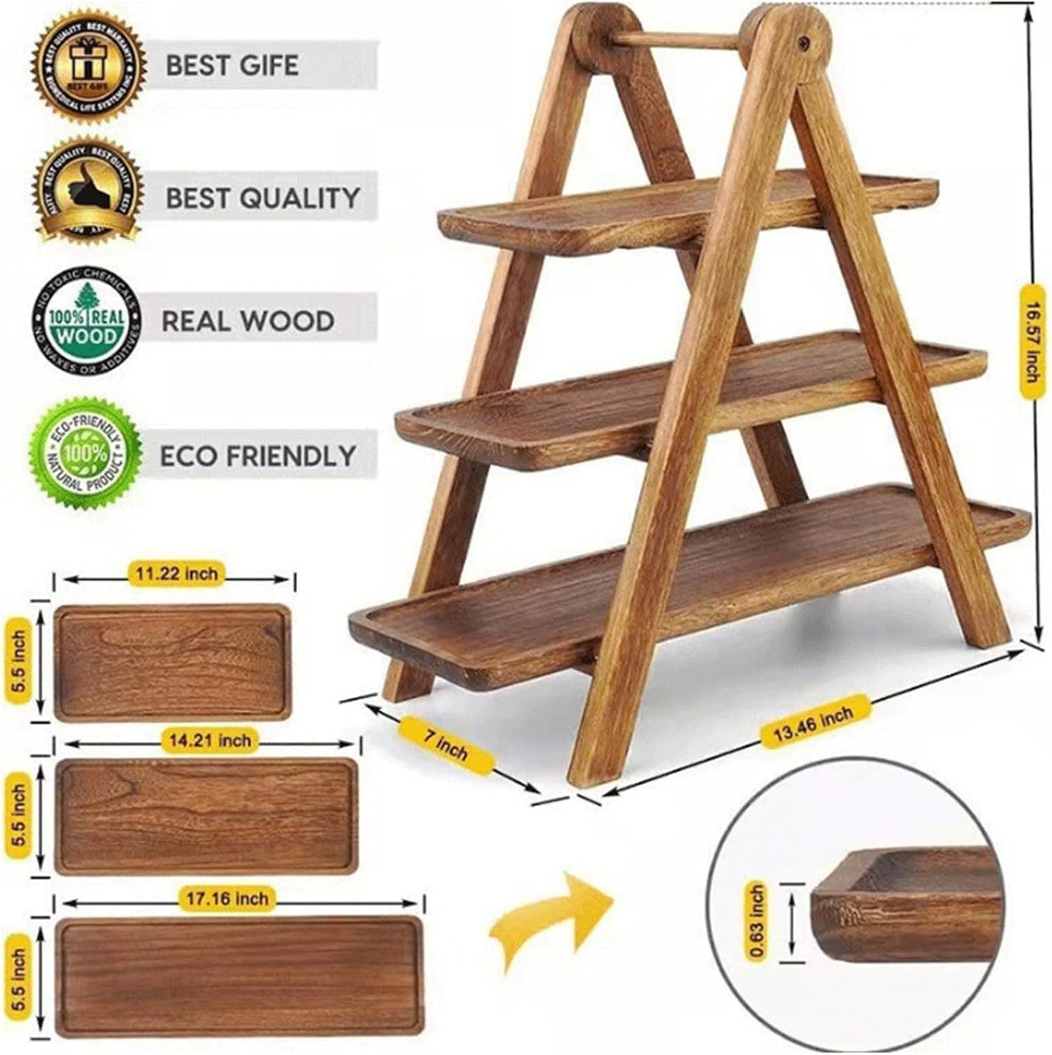 Tiered Tray Stand - Rectangle Detachable Wooden Platter,Detachable Dessert Stand,for Party Fruit Dessert Table Cake Snack Pastry Wedding Bar Holiday
