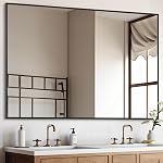 DESBING Black Bathroom Mirror for Wall, 36x48 Inch Rectangle Mirrors with Metal Frame, Modern Vanity Wall Mirror Decor for Entryway Hangs, Bathroom Living Room Horizontal or Vertical