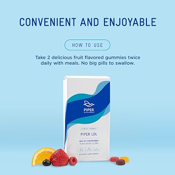 Piper LDL Cholesterol Health Plant Sterol Gummies: Plant Sterols Cholesterol Supplement (2 Boxes, 224 Gummies)
