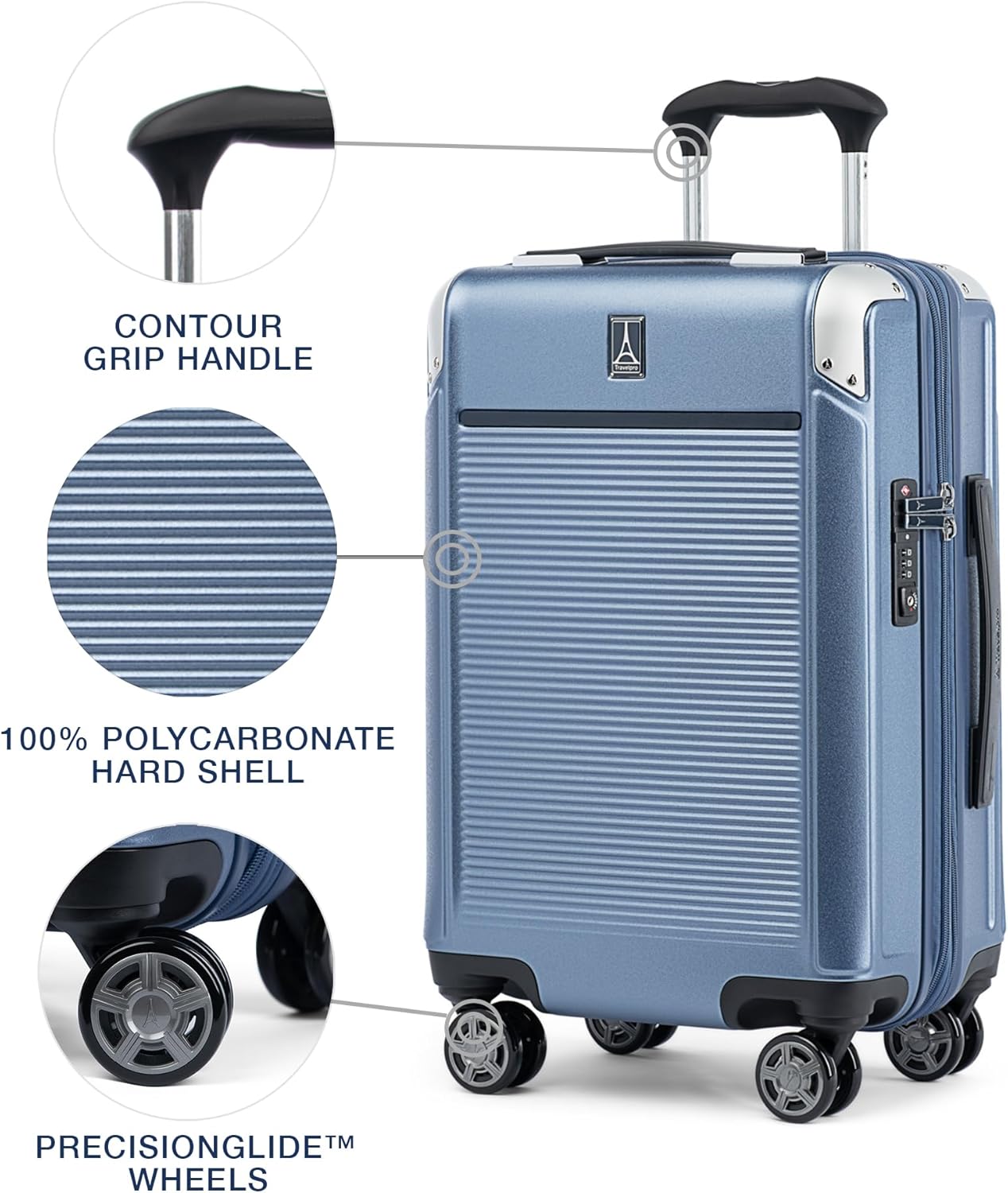 Travelpro Platinum Elite Hardside Expandable Spinner Wheel Luggage TSA Lock Hard Shell Polycarbonate Suitcase, Dark Sky Blue, Carry-on 21-Inch - Image 2