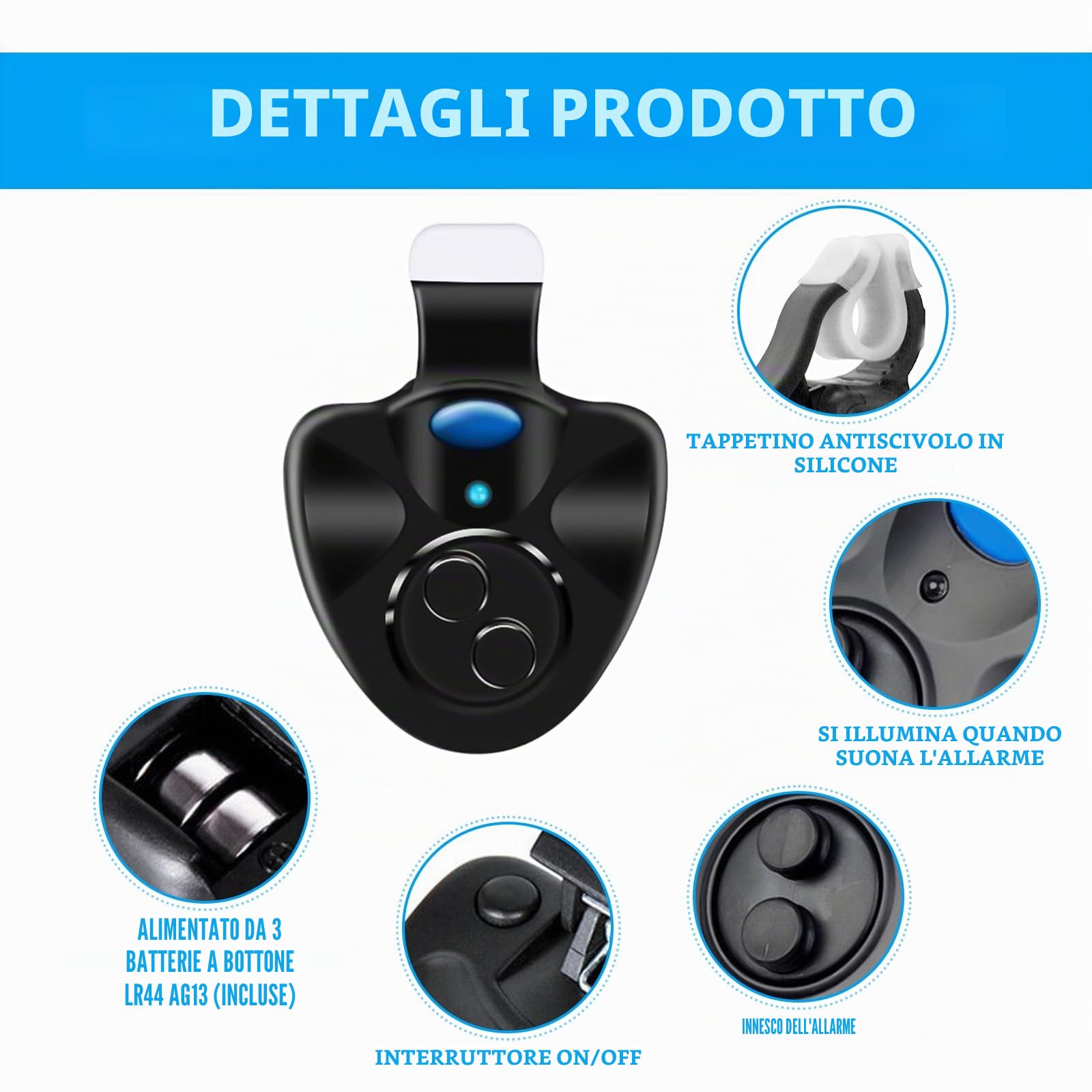 Nizirioo Indicatore elettronico di abboccata per pesca sensibile, 3 pezzi, Indicatore elettronico di abboccata con display LED, Indicatore di vibrazione per swinger con display LED, facile da fissare