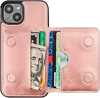 Vista 8 de KIHUWEY Funda compatible con iPhone 14, tarjetero de cuero de primera calidad, cierre magnético oculto, duradero, a prueba de golpes, para iPhone 14