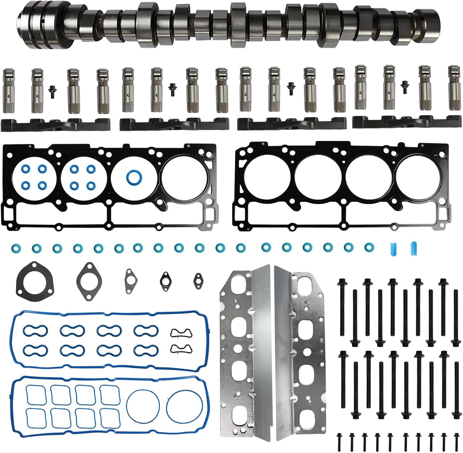 53022263AF MDS Lifter Camshaft 5.7 Hemi Cam Lifters Head Gasket Kit w/Bolts compatible with Dodge Challenger Durango Chrysler 300 Jeep Commander Grand Cherokee 2009-2015 5.7L V8 53022372AA