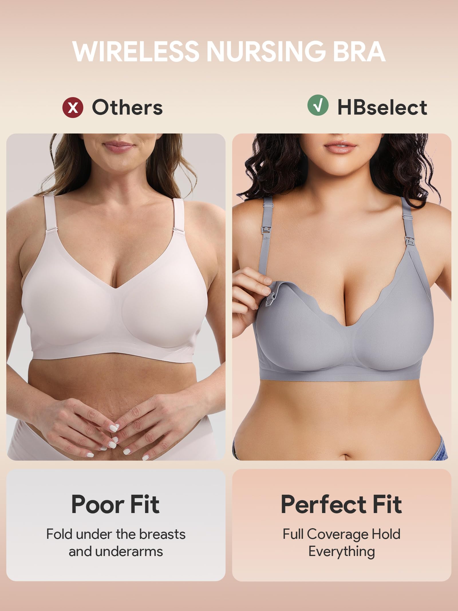 HBselect Still BHS ohne Bügel Seidig Schwangerschaft Mutterschaft BHS Umstands Nahtlos mit zusätzlichen BH-Verlängerung Schlaf BH für Damen