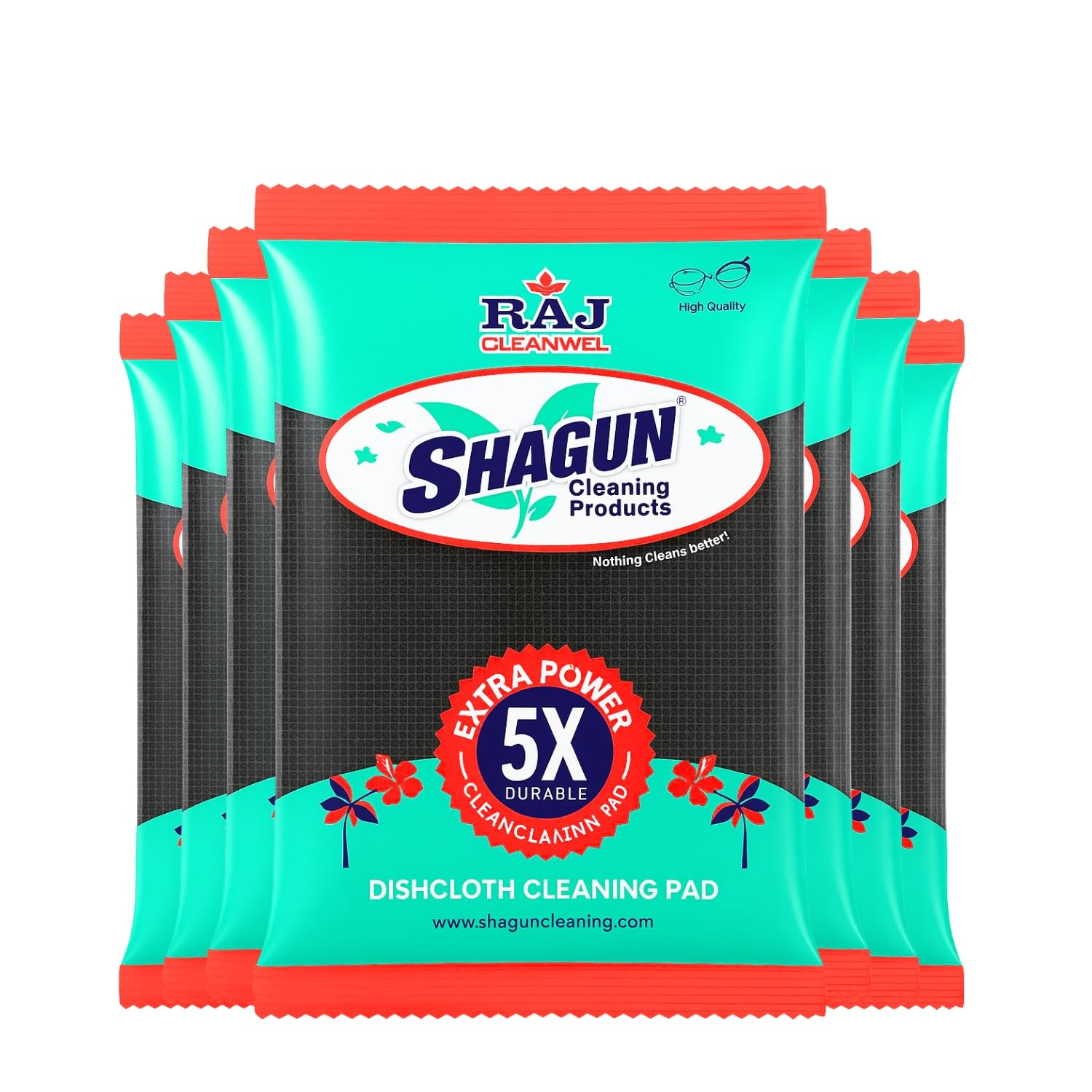 SHAGUN 5X Durable Dishcloth Cleaning Pad | Extra Power Scrub Pad for Kitchen Utensils | Pack of 5-image-41