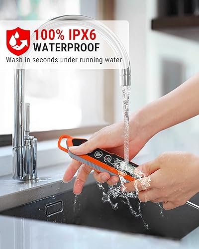 Miniatura 6 de ThermoPro TP15H - Termómetro de comida de lectura instantánea impermeable para cocinar, termómetro digital de carne con luz de fondo y calibración,