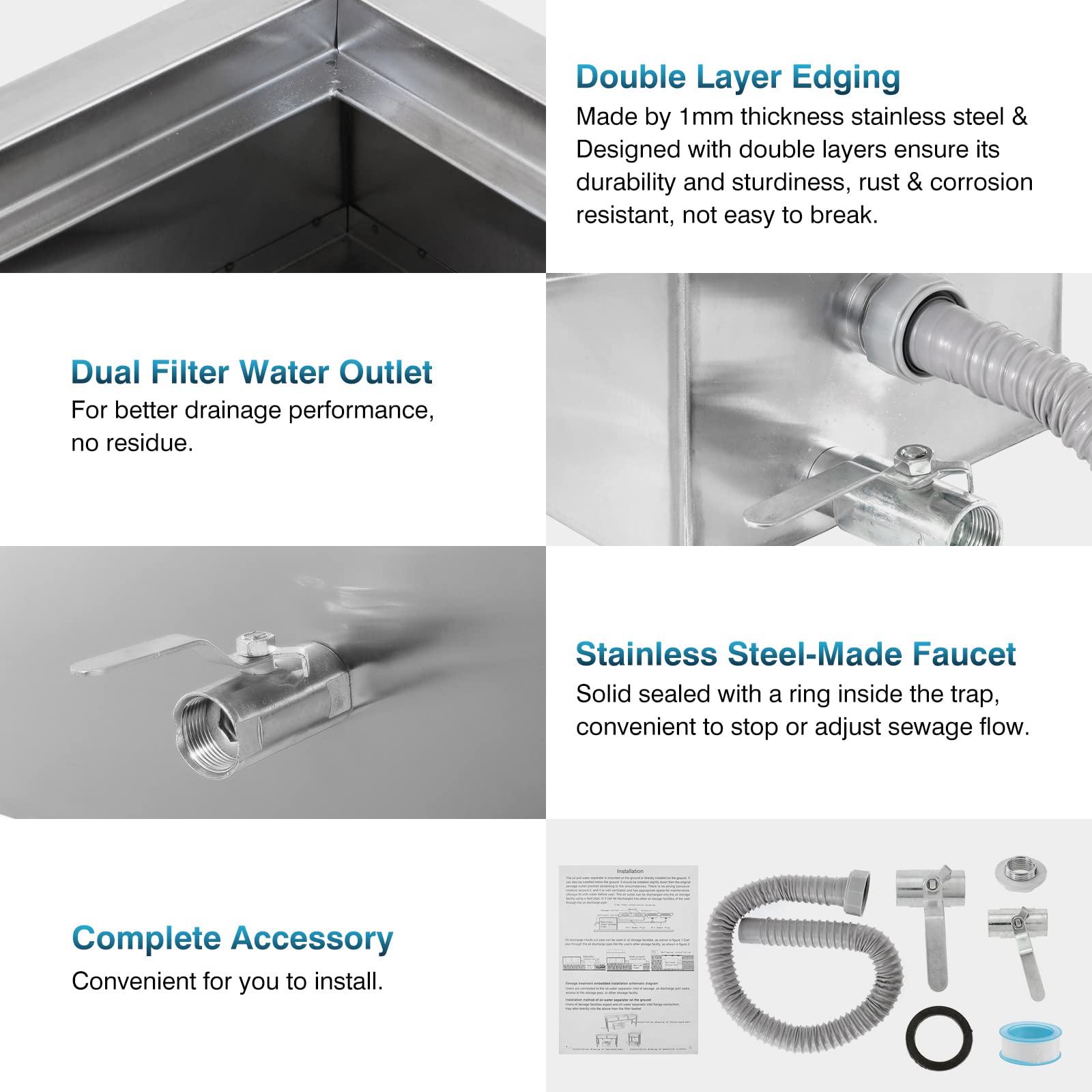 Buy IRONWALLS 9LBS 5GPM Commercial Grease Traps Interceptor, Side Inlet