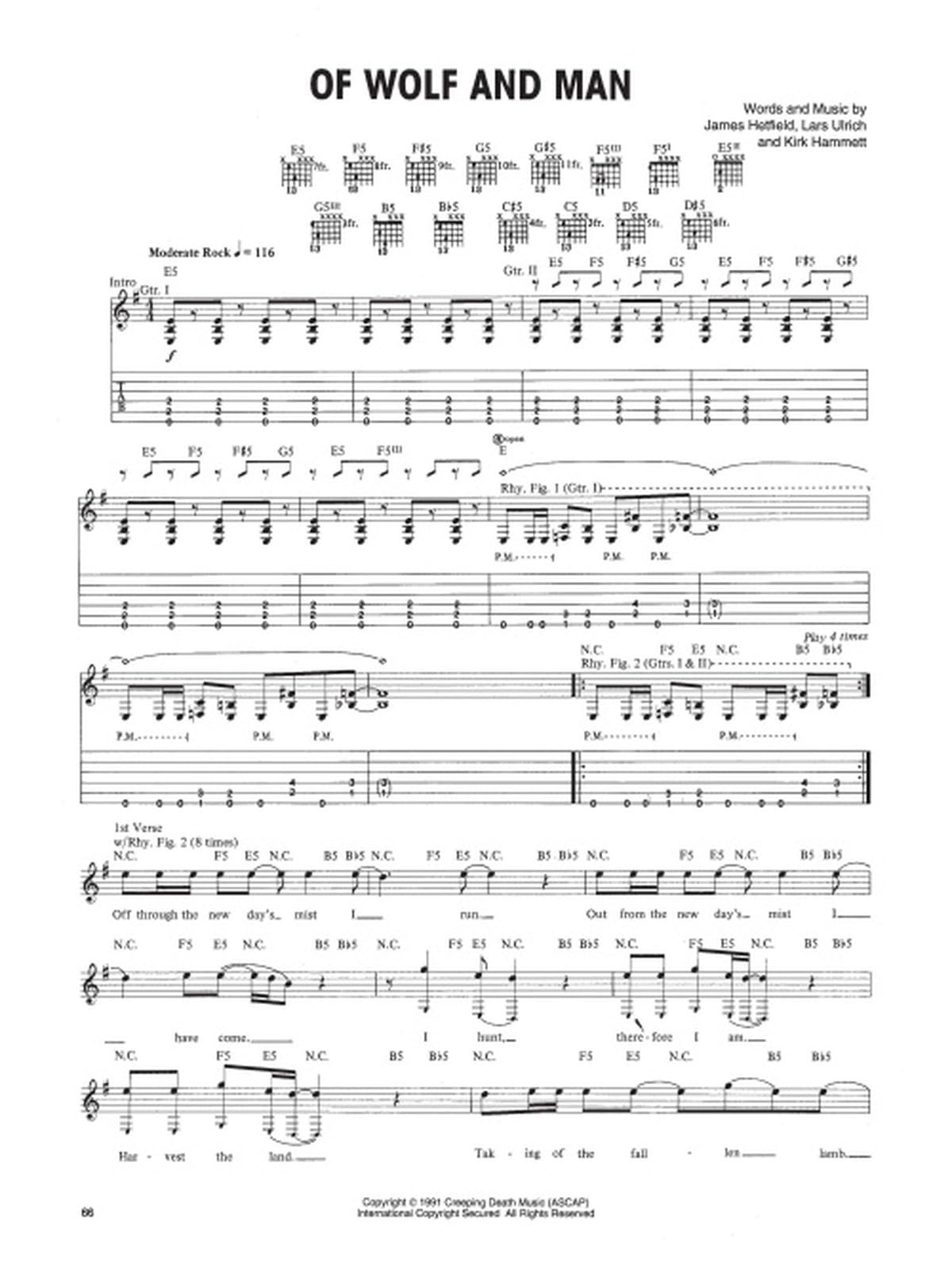 Metallica - Black. Solo pour Guitare.