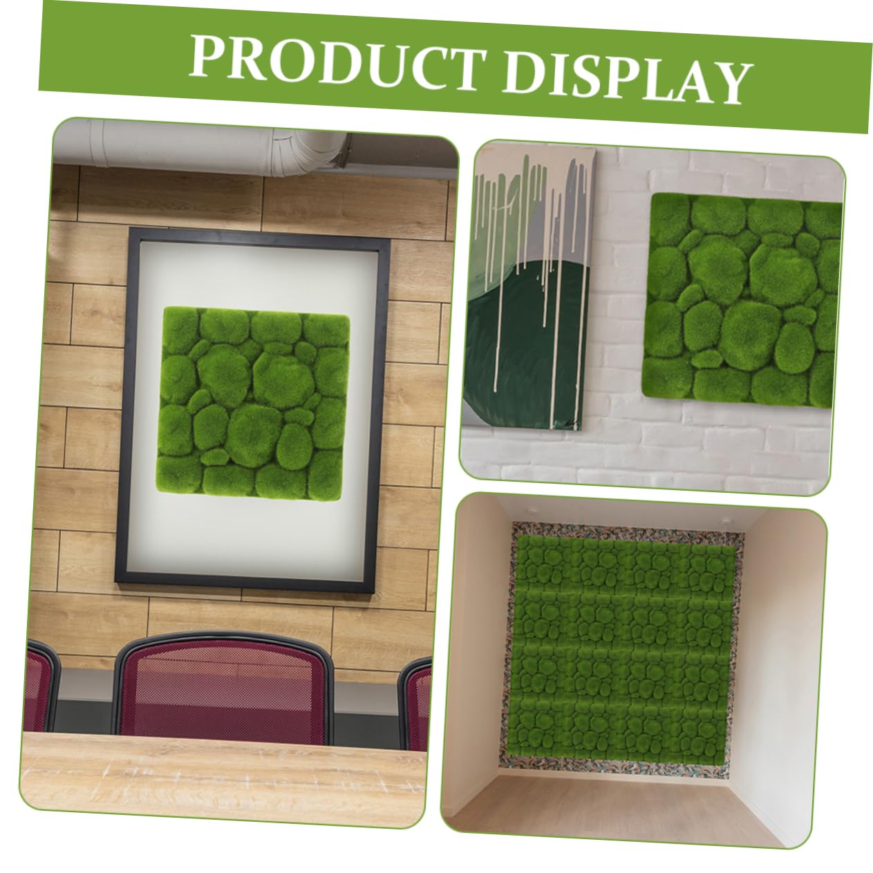 Zerodeko Pannello Decorativo Verde Effetto Realistico in Muschio Artificiale 3 Pezzi Facile da Installare Quadrato in Schiuma per Decorazioni Fai-da-te e Pareti
