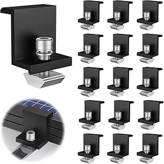 16 Stück Solarmodul Klemmen, 30mm Aluminium PV Modul Endklemmen, Z-Halter Befestigung Solarmodulhalter für Solar Panel, Solarbefestigungen für Dächer Wände Boote Wohnmobile (16)