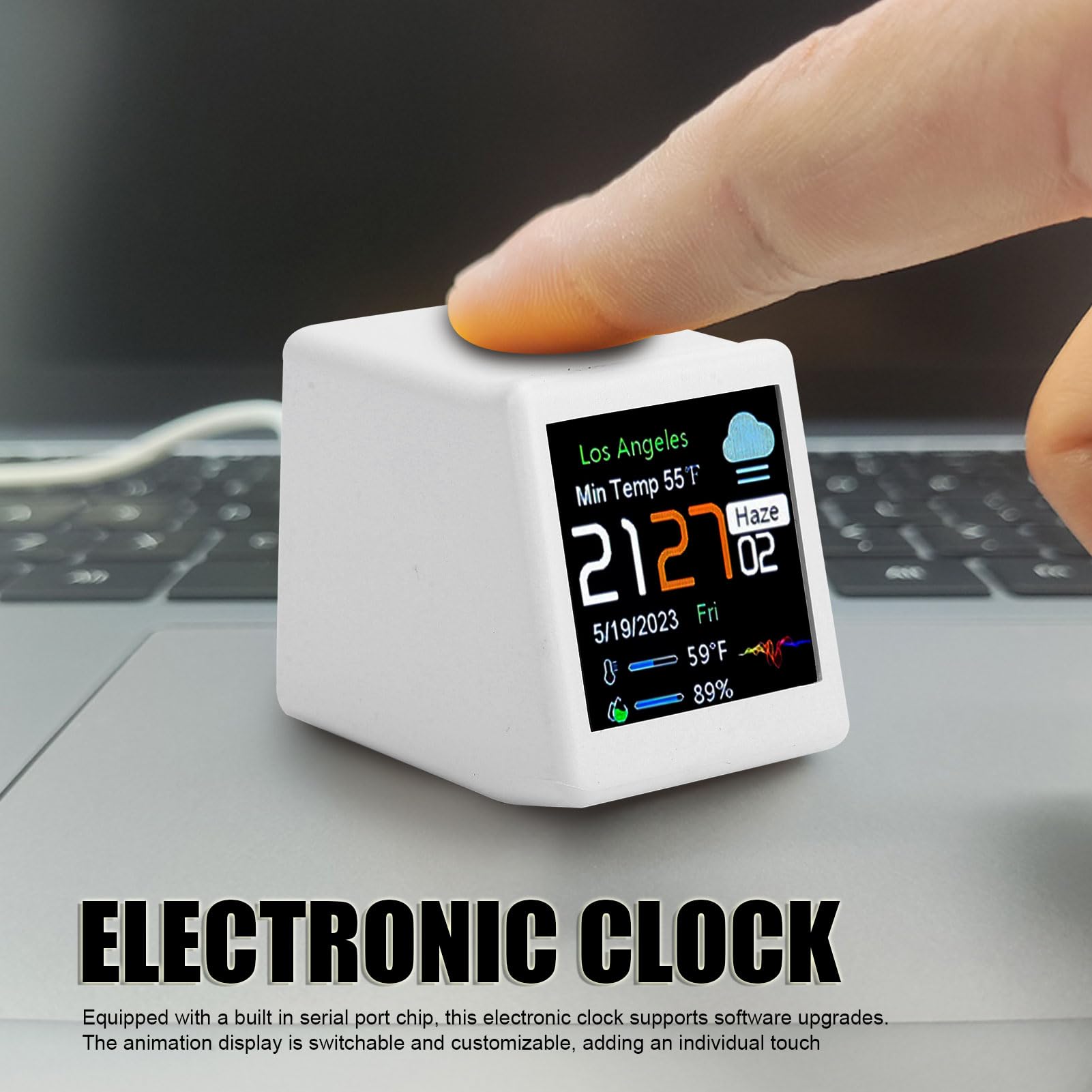 Amazon.com: Wi Fi Clock with LCD Display, DIY Programming Digital Clock, Crypto  Ticker Display with Calendar, Temperature, Weather Forecast for Home Office  Desk Decor (White) : Home & Kitchen