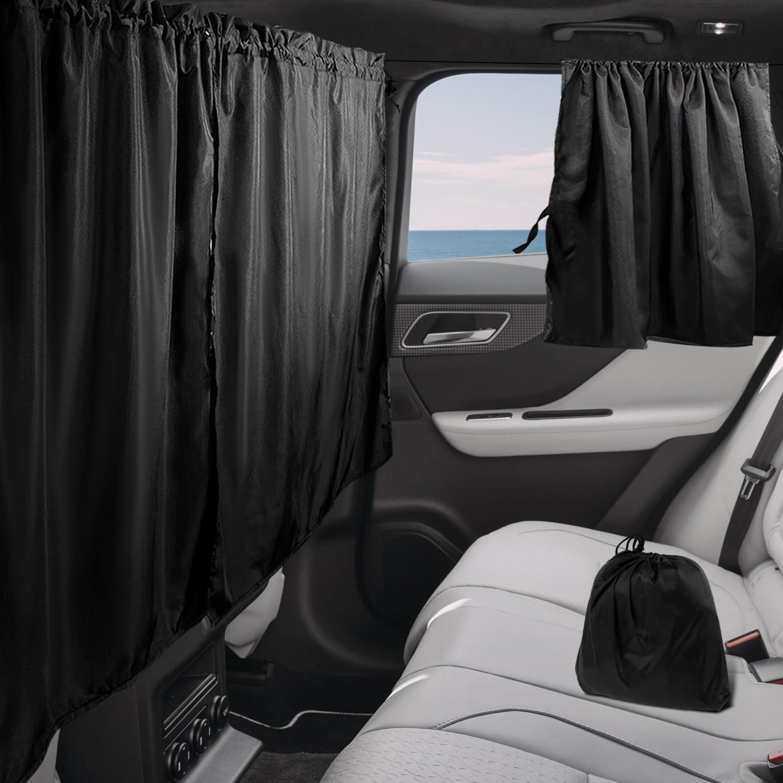 HSHGZSR Car Rearseat Divider Curtains, Wide Car Privacy Blackout Shades, Universal Van Cabin Privacy Curtain, Privacy Protection Curtain Automotive Space Divider (2 * 3pcs)