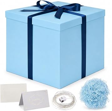 Gift Box with Lid Sky Blue Large 30 x 30 x 25 cm Premium Gift Box