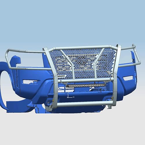 Miniatura 6 de Black Horse - Cepillo de rejilla resistente y modular negro con luz LED de una sola fila, compatible con Nissan Frontier-RU-NIFR22-B-K2 2022-2024