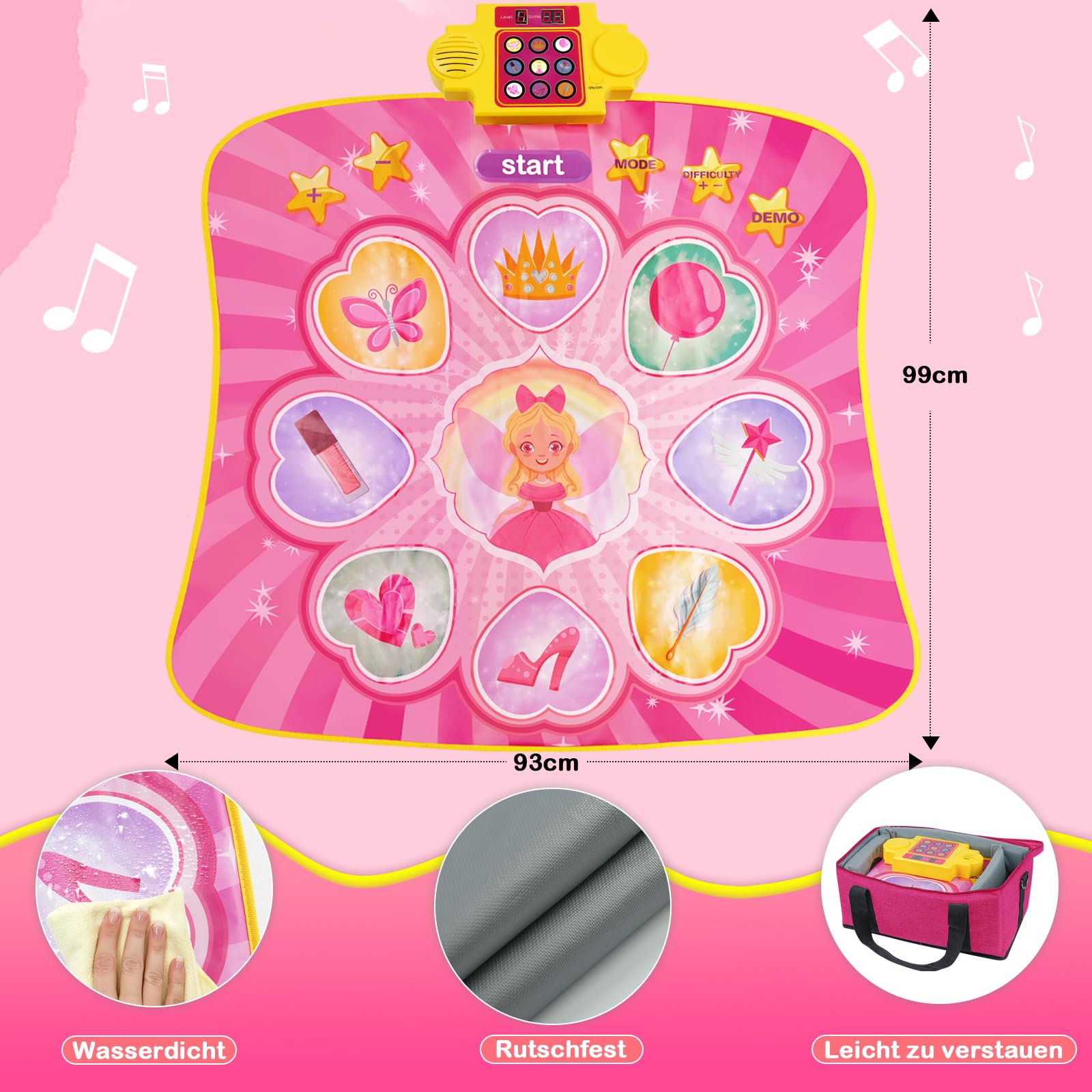 Zookao Tanzmatte Kinder Spielzeug ab 2 3 4 5 6 7 8 Jahre Mädchen Junge, Geschenk Musikinstrumente für Kinder ab 2-8 Jahr Keyboard Klaviermatte für Kinder 2-8 Jahr Kinderspielzeug Musikmatte Tanzmatte
