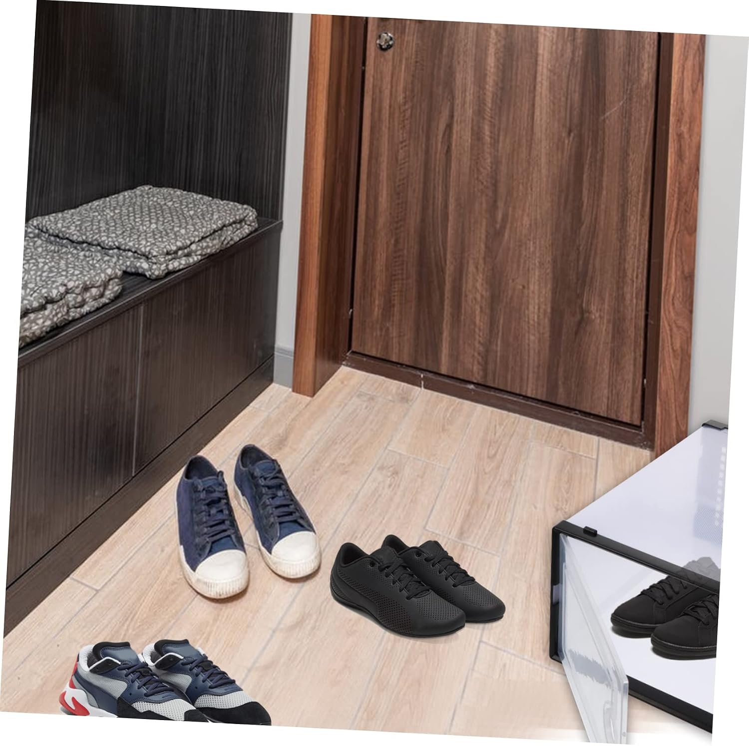Cabilock 2pcs Stackable Shoe Storage Boxes Pp Material Easy to Store Match Modern Style Style