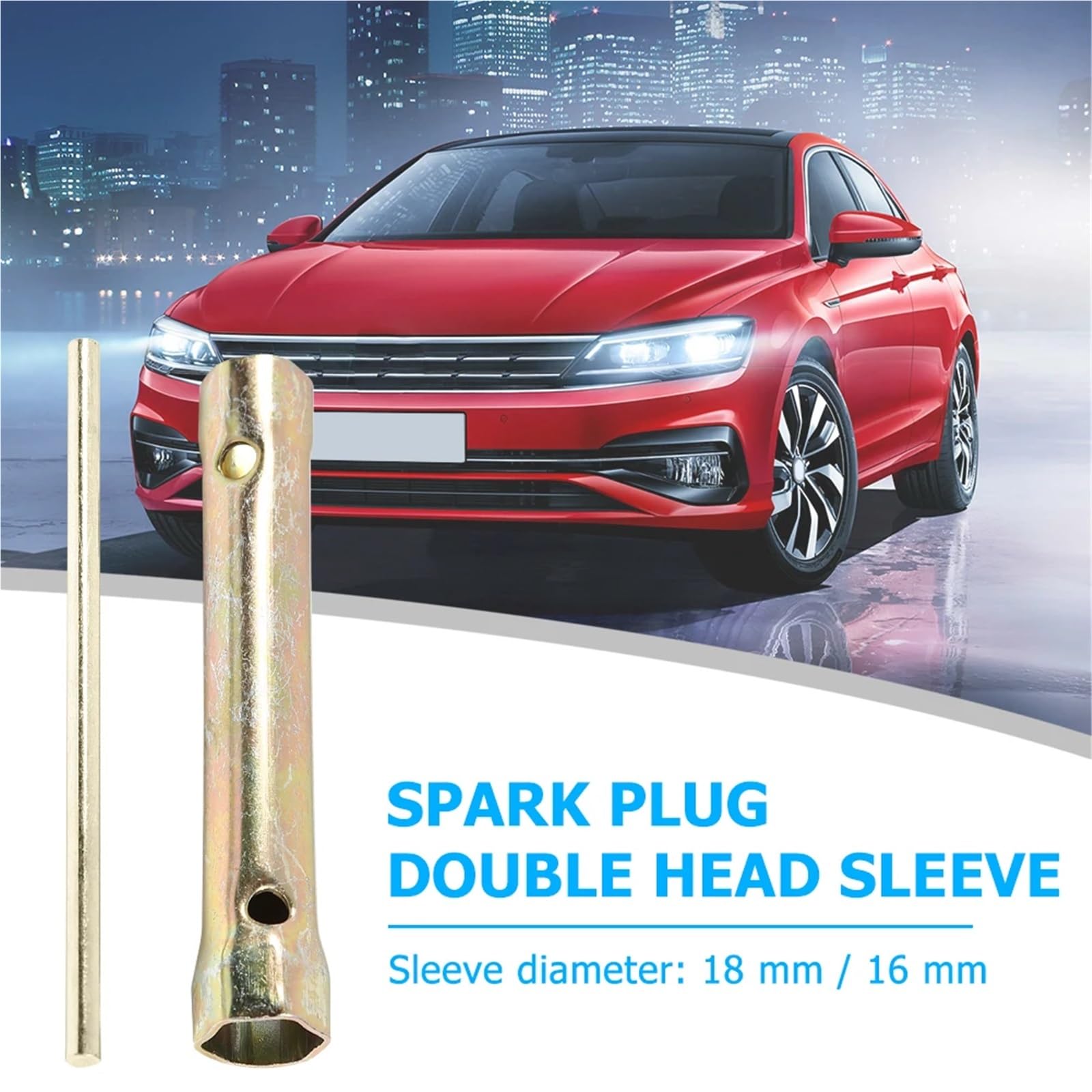 Clé à robinet monobloc Clé à douille à bougie double 16 mm/18 mm avec poignée dynamométrique, boîte tubulaire for tous les modèles, entretien du véhicule