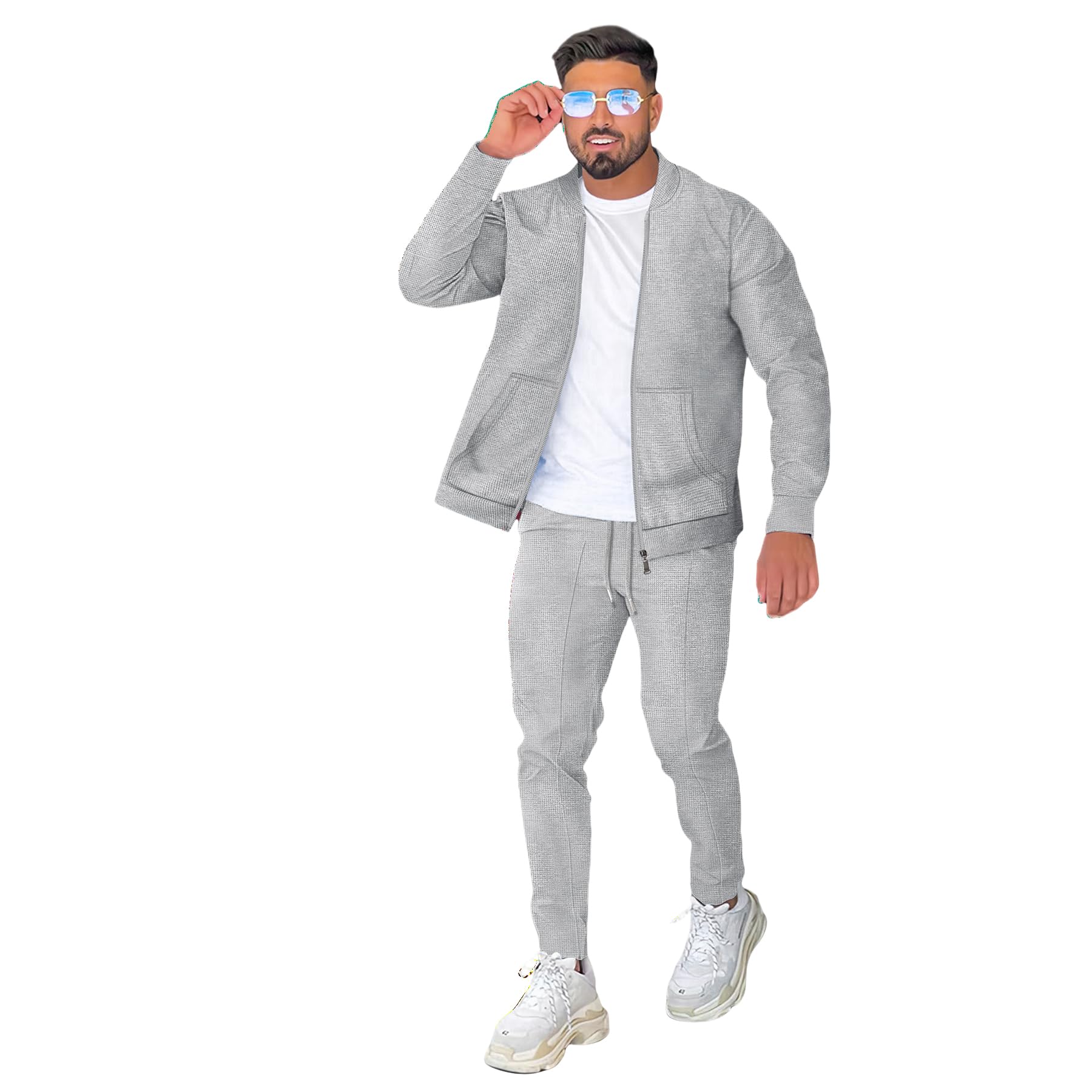 2 Piezas Juego De Sudaderas Suit Sudadera De Cuello De Béisbol Chándal Hombre Sudaderas Deportivas Top Y Juego De Trotar Deportivo Inferior Moda Traje
