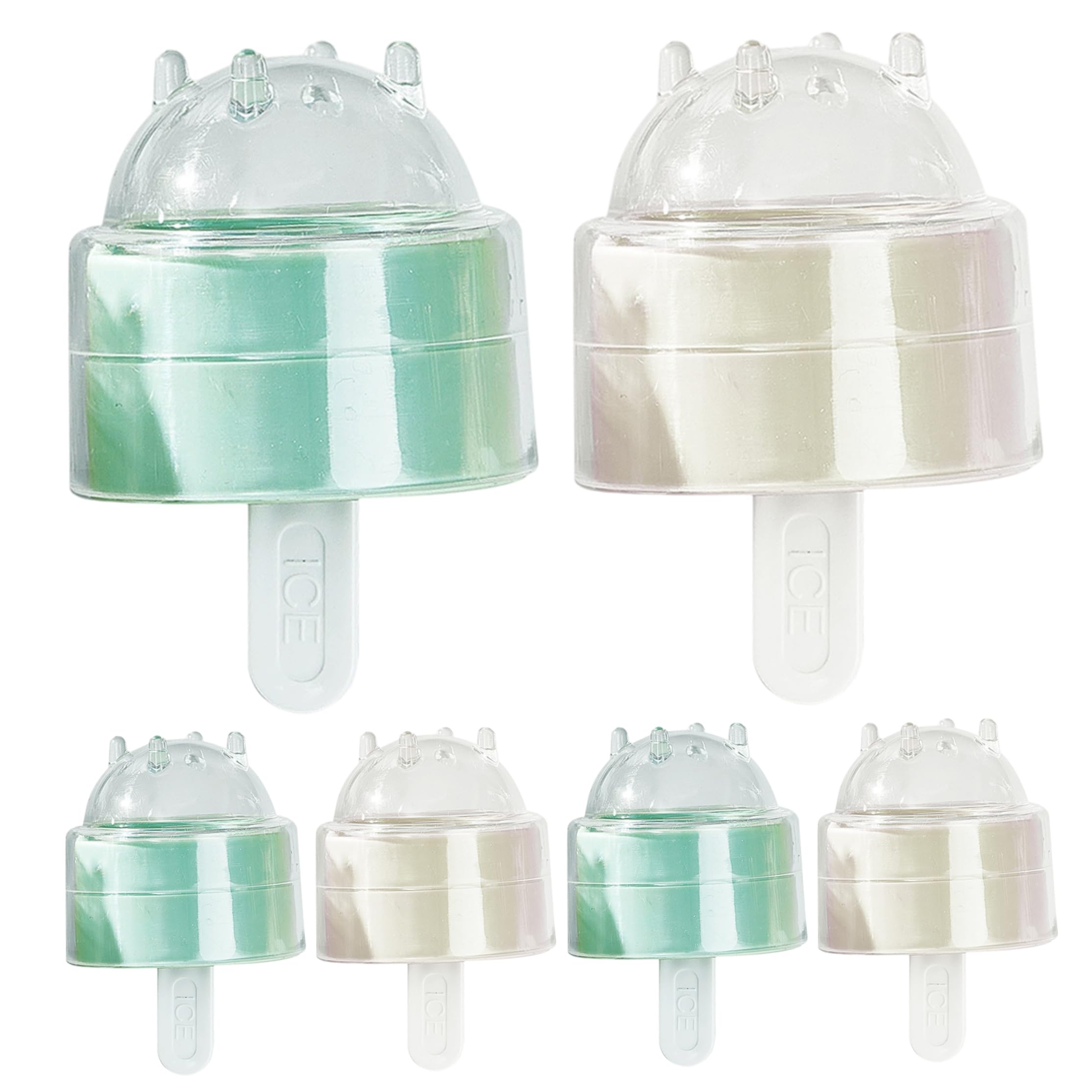 Gemuseeee Popsicle Mold, 6 Pack Popsicle Molds Easy-Release Spherical Ice Trays with Sealed Lids, Reusable Plastic Molds for Homemade Treats, Beige & Green Mold, Homemade, Popsicl