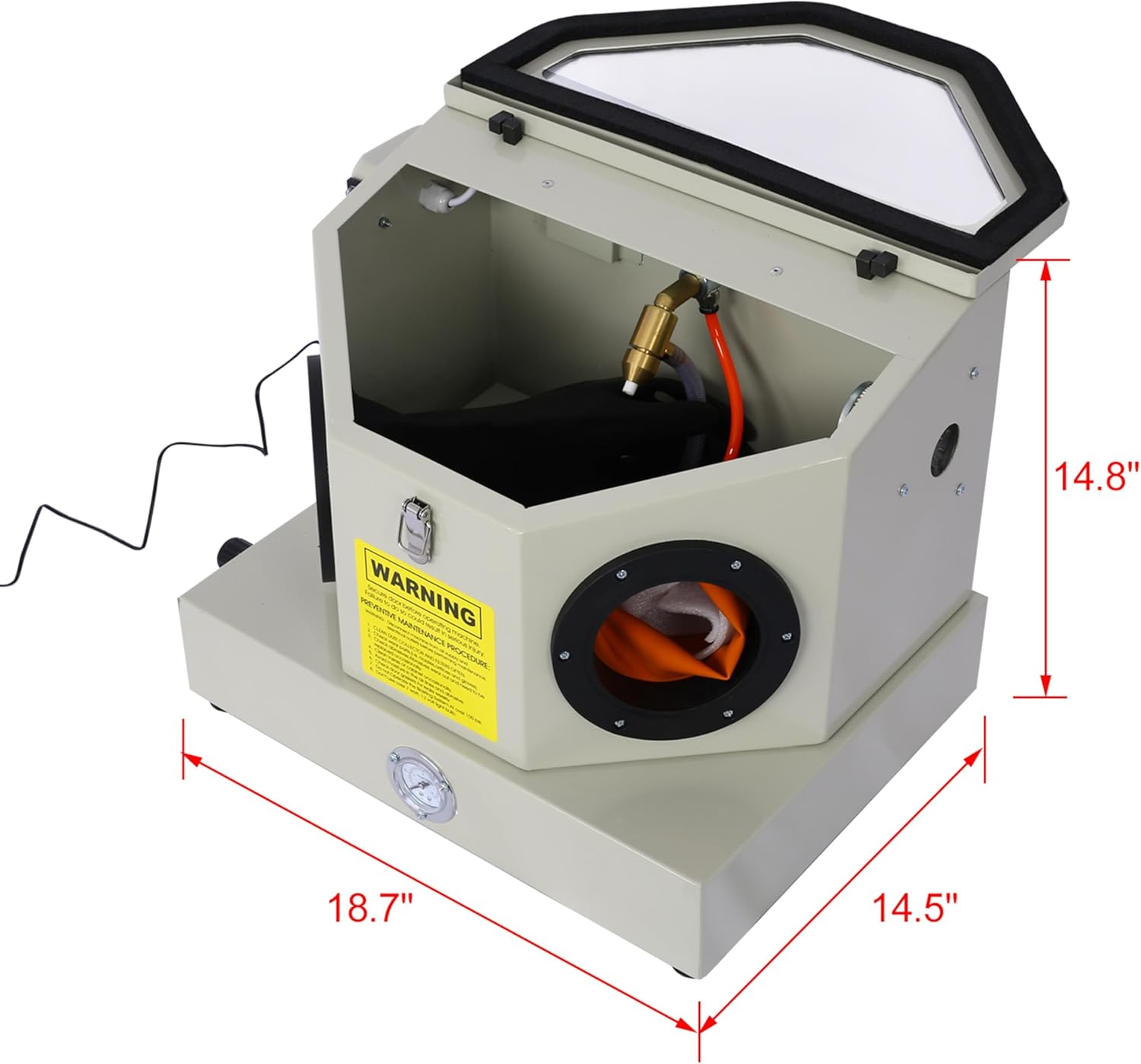 Mini Sandblasting Cabinet with Glove Compact Benchtop LED Light Enclosed Sand Blasting Machine Steel Blaster Gray