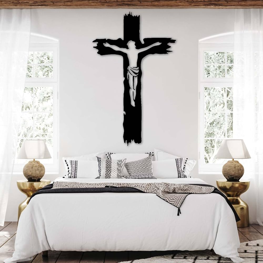 Crocifisso da parete da 8 in legno bianco decorato con Cristo Croce Crocifisso cattolico della Misericordia Cruz Prodotto negli Stati Uniti - Italia