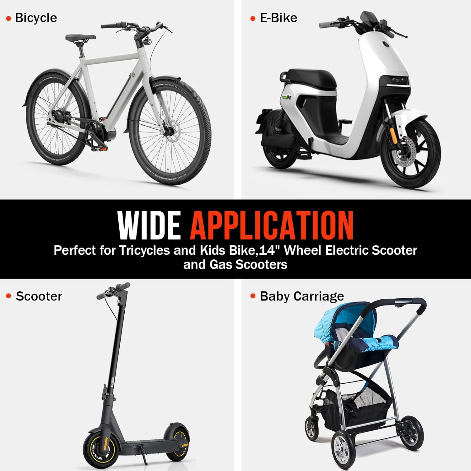 14x2.125 Solid Electric Bicycle Tire,14 x 2.125 Electric Bike Tire for Replacement Electric Scooters,Folding E-Bike and Kids Bikes