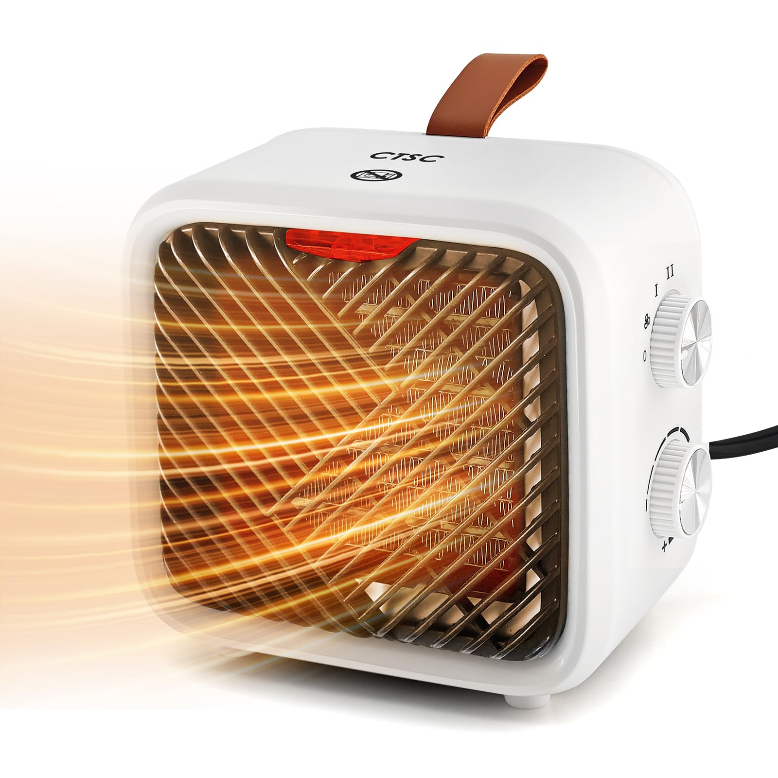 CTSC Indoor Electric Heaters, 1500W Small Electric Heaters for Indoor Use with Thermostat, High-efficiency PCT material, 3 Modes Portable Fan Heater, For Bedroom, Home and Office