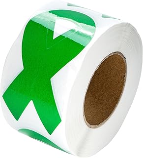 Fundraising For A Cause | Large Green Ribbon Awareness Stickers - Green Ribbon-Shaped Awareness Stickers for Cerebral Palsy, Liver Cancer, Mental Health, Organ Donation, Gun Control (250 Stickers)