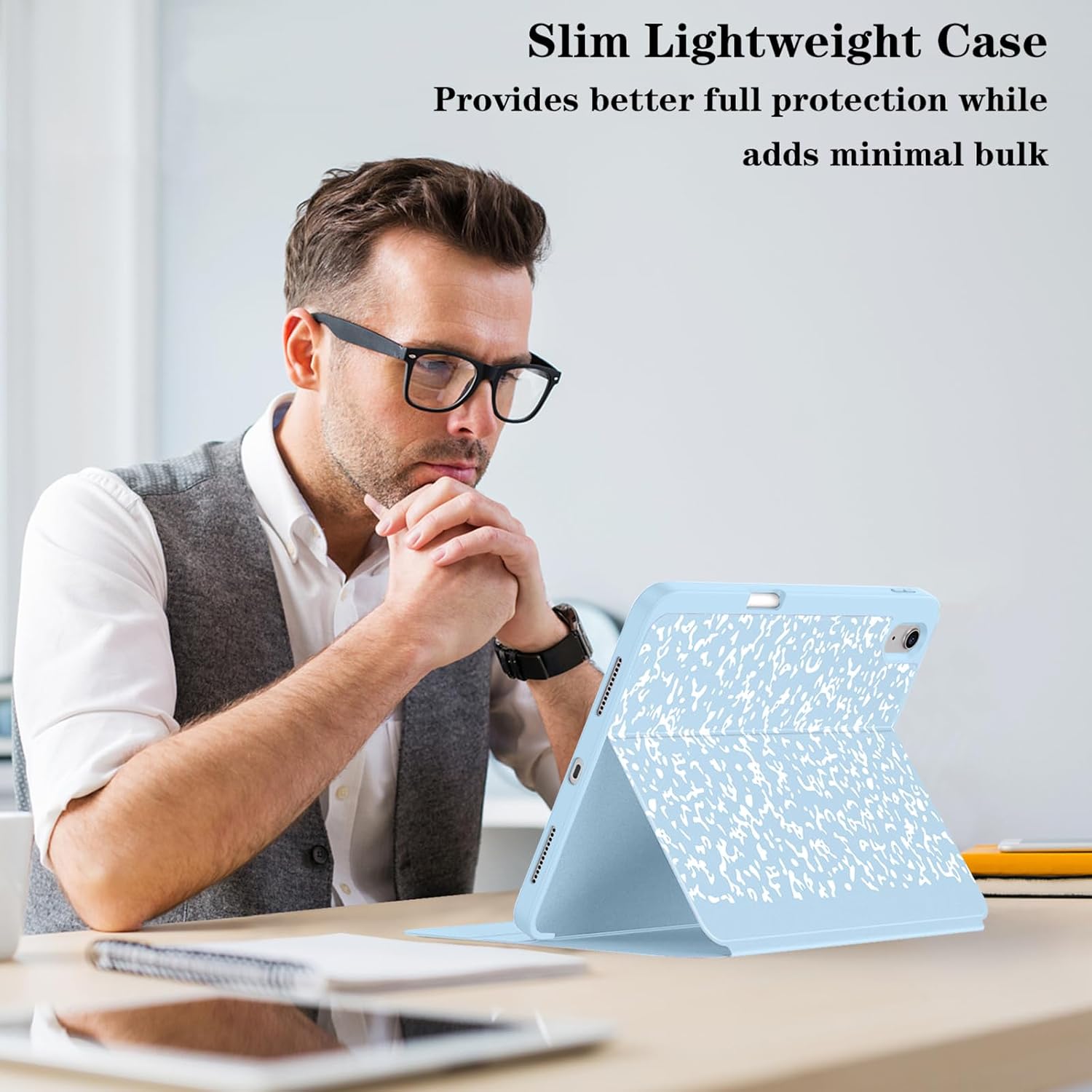 Supveco Case for iPad (A16) 11th Generation 11 inch (2025),iPad 10th Generation 10.9 inch (2022) with Pencil Holder-[Auto Wake/Sleep],Premium Folio Stand Case with Soft TPU Back Cover-Ice Blue