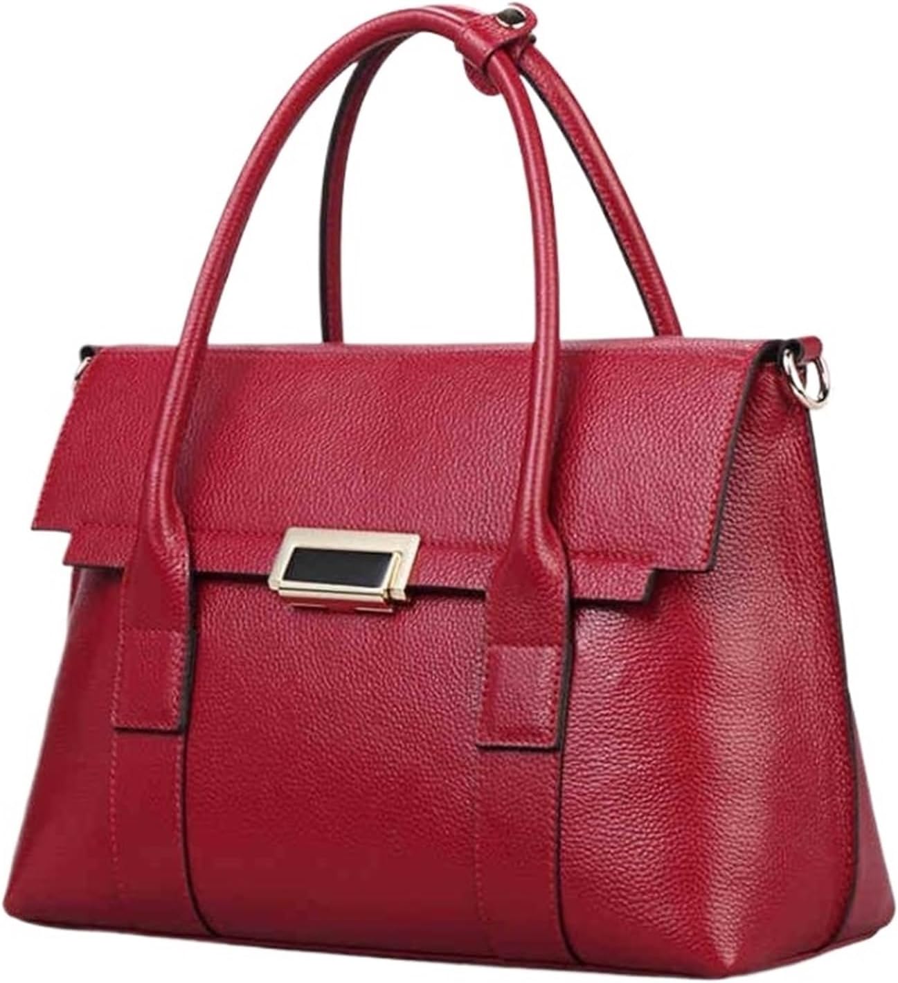 Briefcases Genuine Leather Briefcase Women Handbags Large Capacity Ladies Fashion Shoulder Messenger Bags(Red)