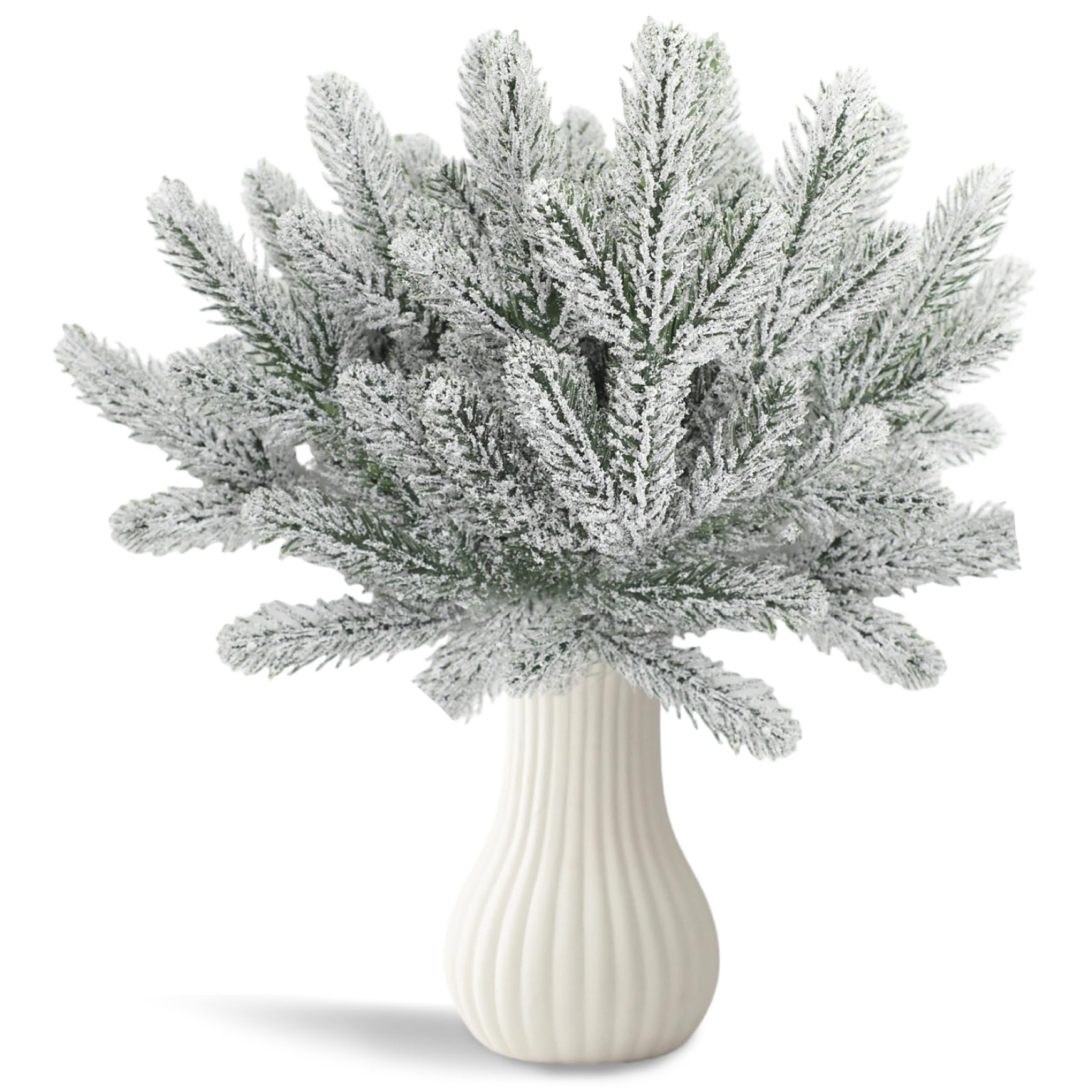 Comebachome White Artificial Pine Branches, 24Pcs 27Cm Realistic Snowy Pine Needle Branches, Christmas Greenery Picks For Diy Crafts Garland Wreath Making