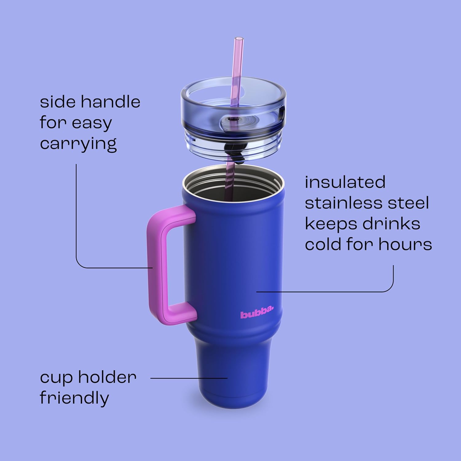 bubba 40 oz Insulated Stainless Steel Tumbler with Handle and Straw - Leakproof, Dishwasher Safe, Cup Holder Tumbler, Lead-Free and BPA-Free, Ocean Energy - Image 5