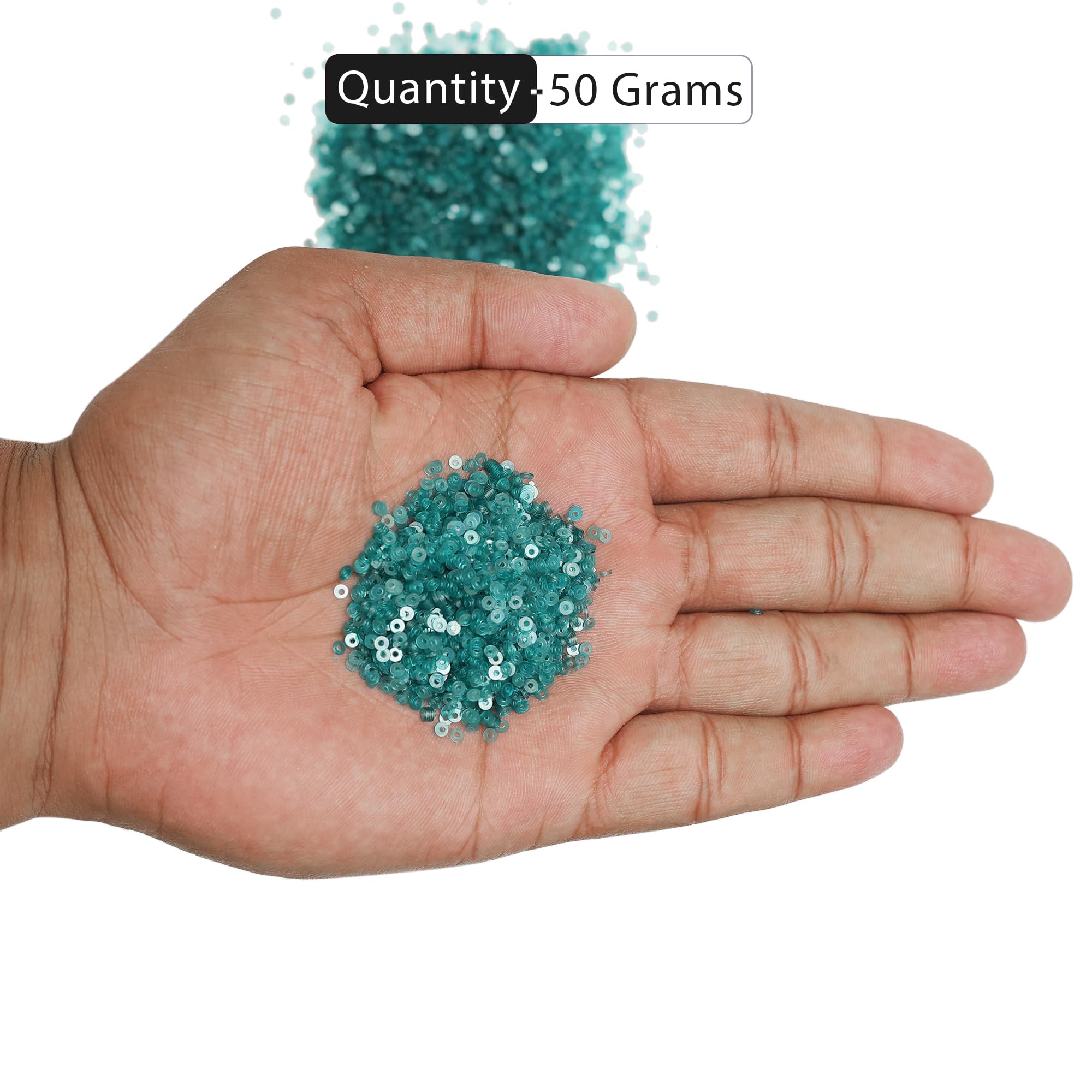 Embroiderymaterial 2.5MM Sequins Sitara for Craft, Embroidery, and Jewellery Making (Teal Blue, 50 Gram) 3