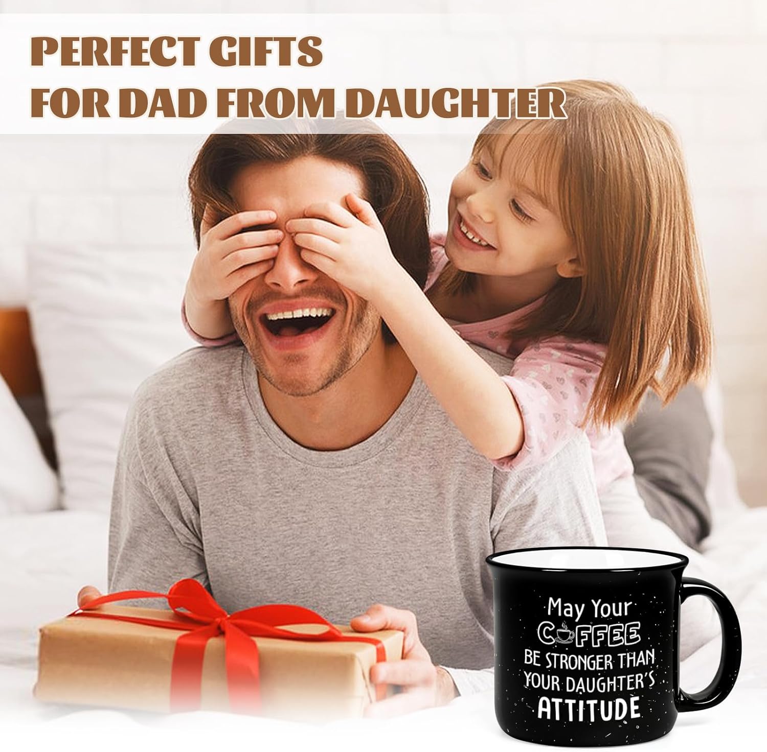 Maustic Dad Mug - Funny Dad Gift for Birthday, Christmas, Father's Day - May Your Coffee Be Stronger Than Your Daughter's Attitude - 15Oz - Image 4