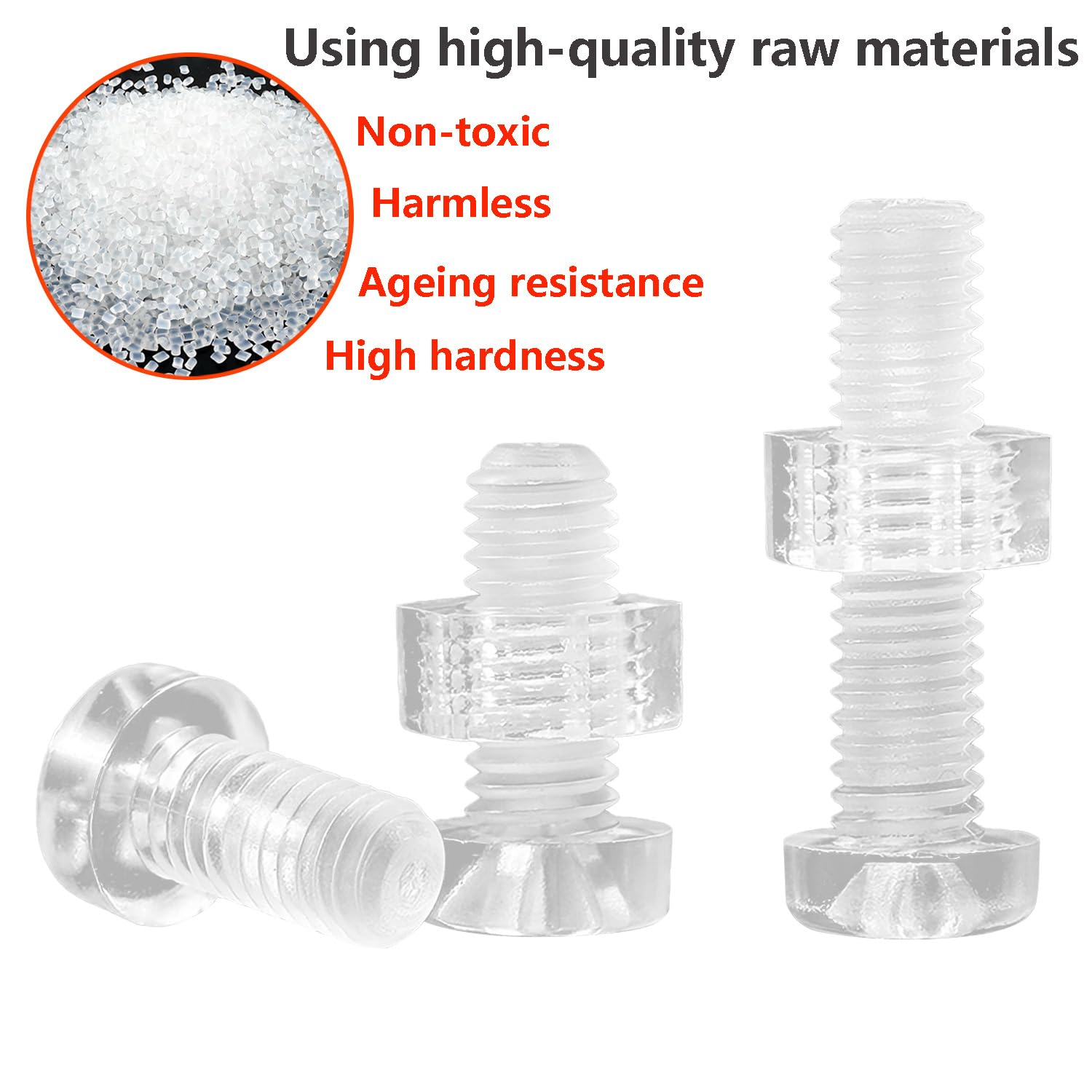 Qrity 20 Pezzi Viti Bulloni e Dadi Kit M3x15mm Viti a Croce, M3 Dadi Esagonali, Plastica Acrilica Trasparente, per Macchinari, Elettronica