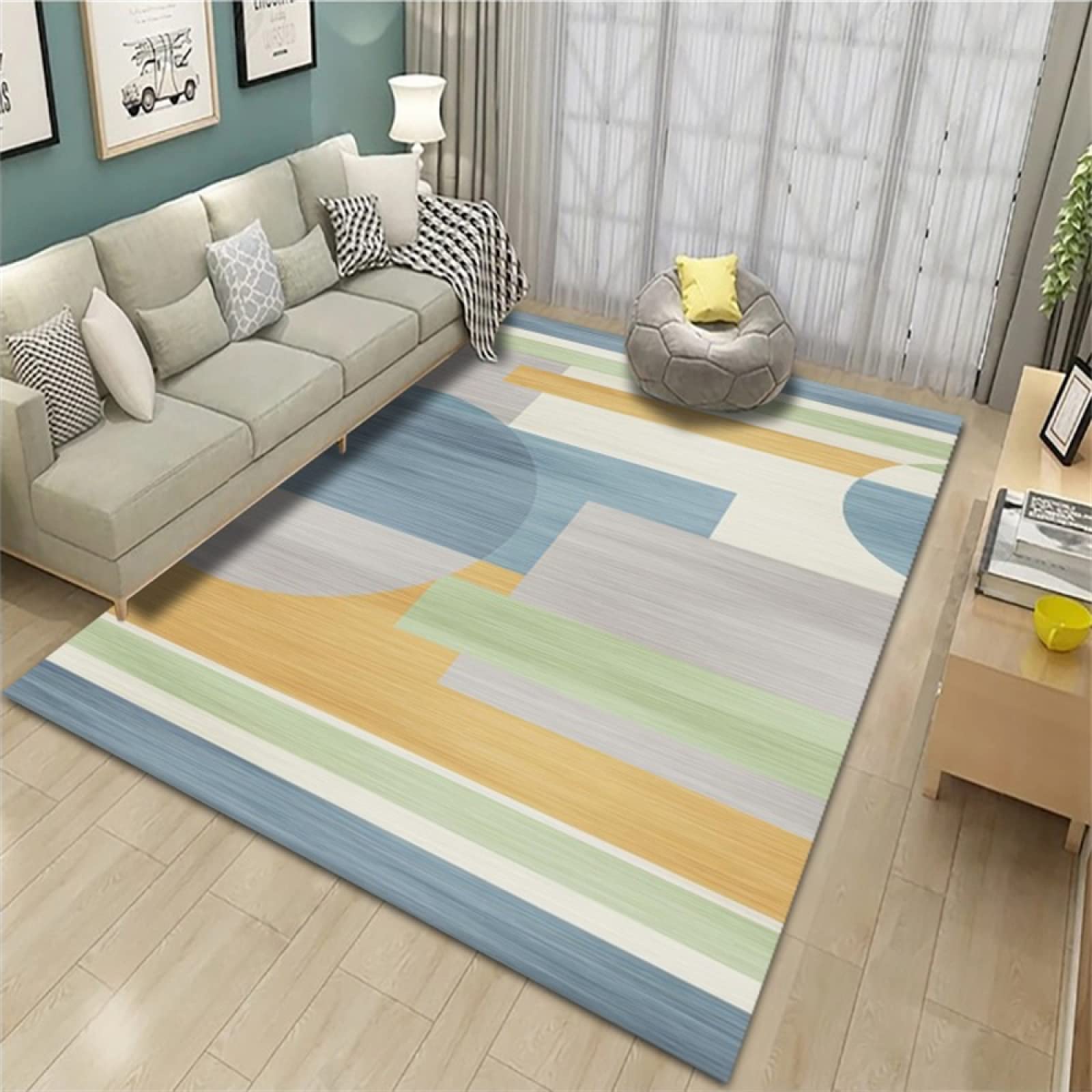 Tapis salle a manger multicolore 80x120cm geometrique pour salon